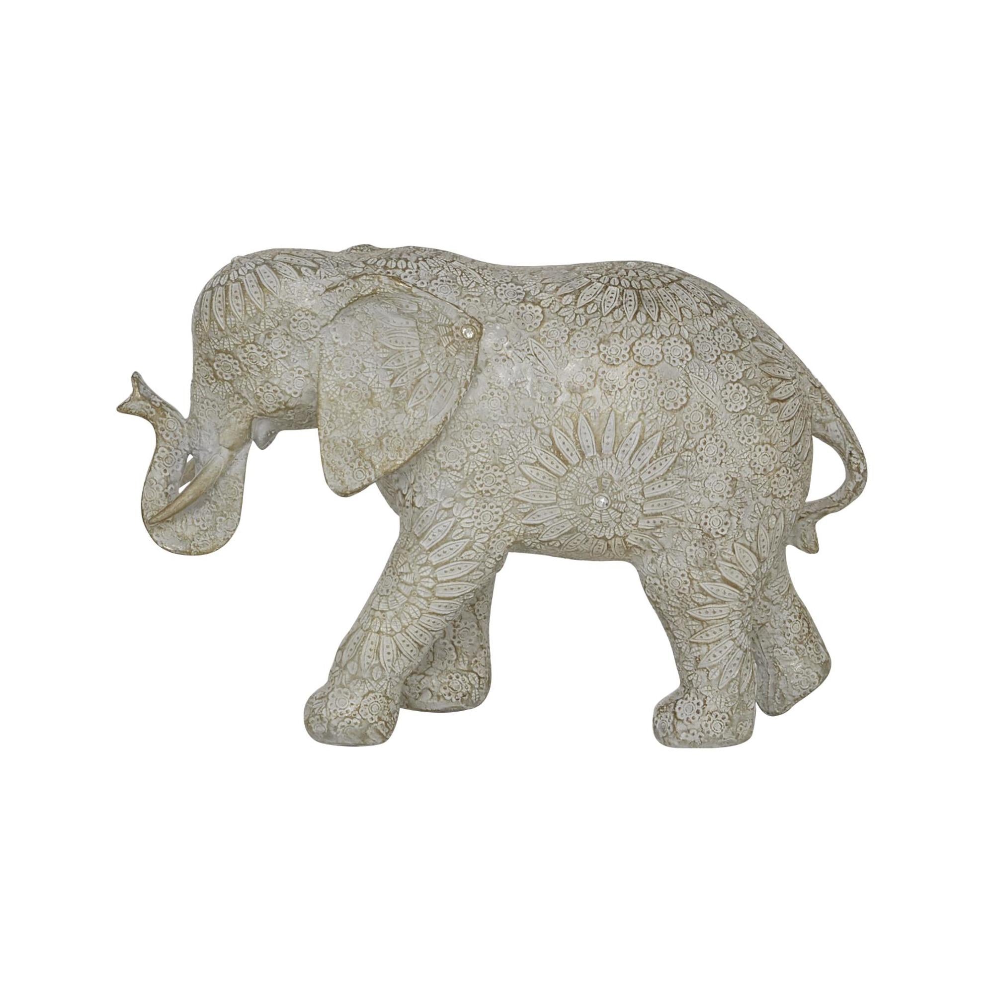 Elephant White Polyresin Decorative Sculpture