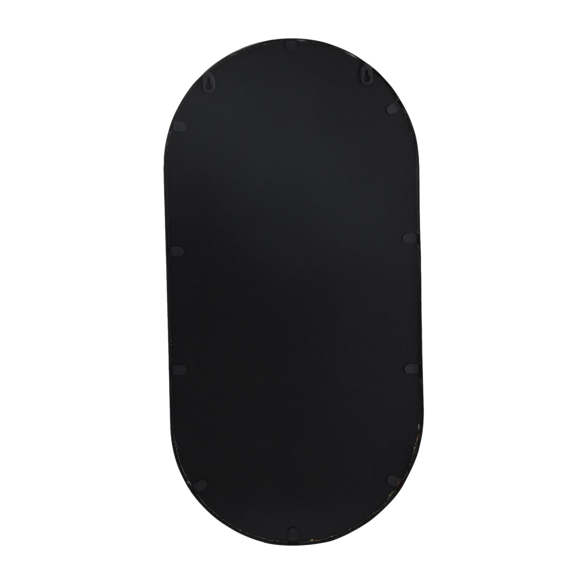 Black Metal Oval 1 Shelf Room Wall Mirror