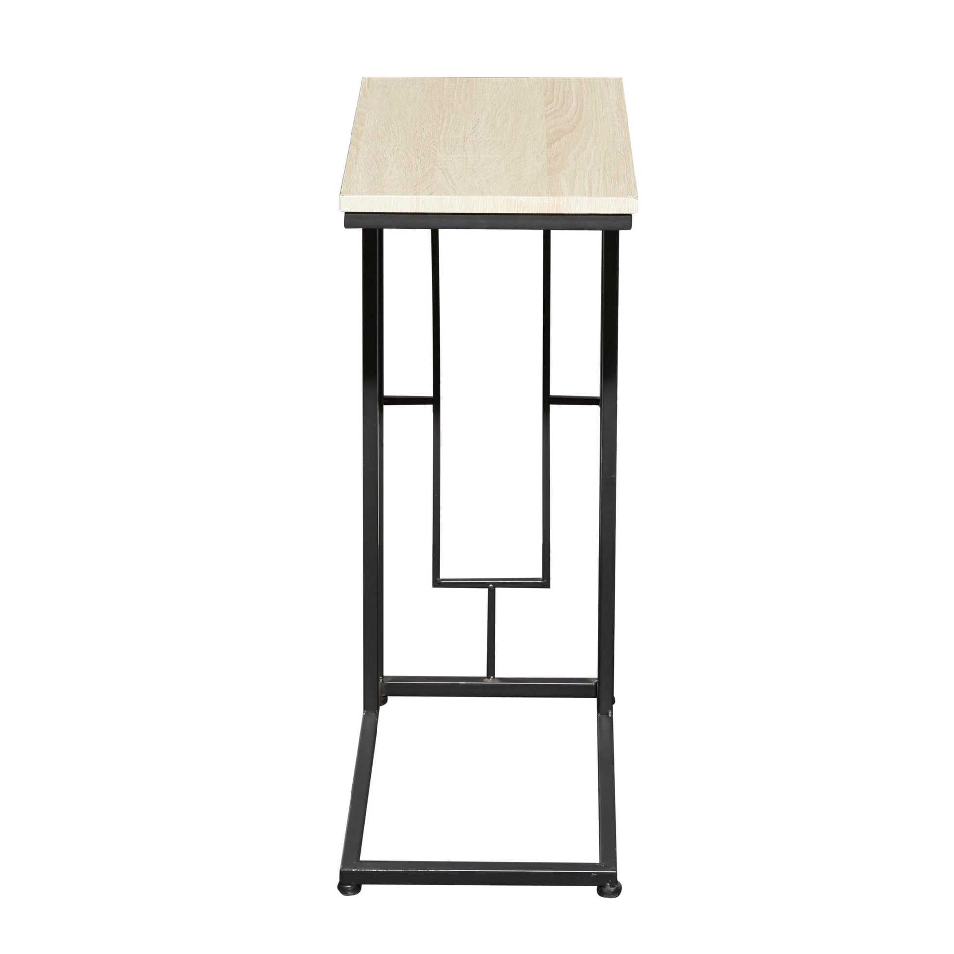 Metal C-Shaped Side End Accent Table with Black Metal Base