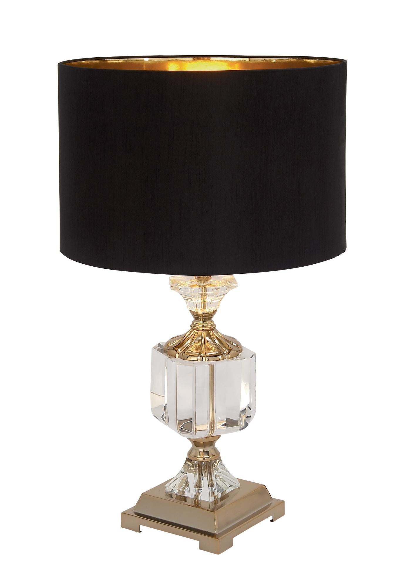 Black Crystal Room Table Lamp with Gold Accents