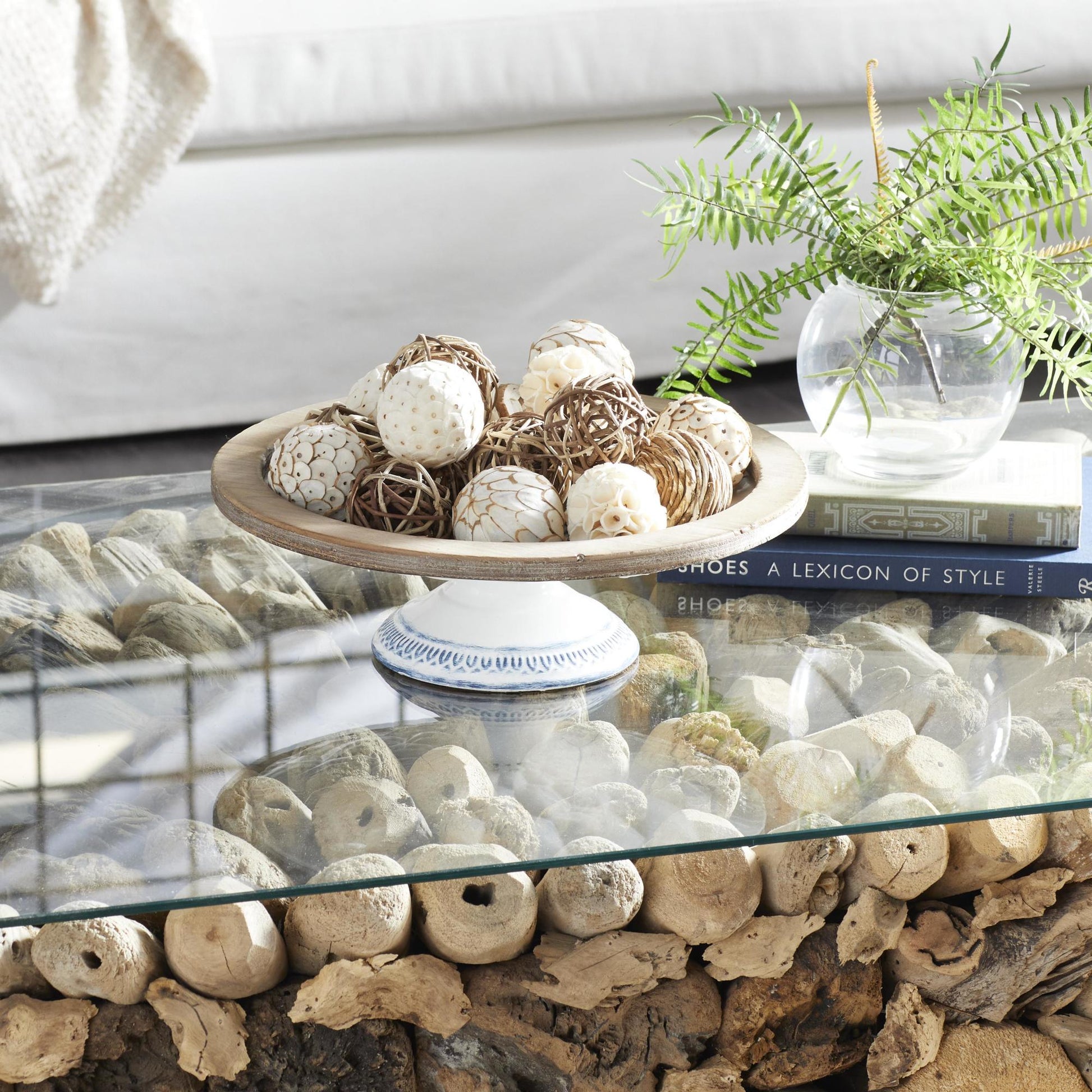 Set of 2 Brown Dried Plant Handmade Decorative Orbs & Vase Filler with Varying Designs