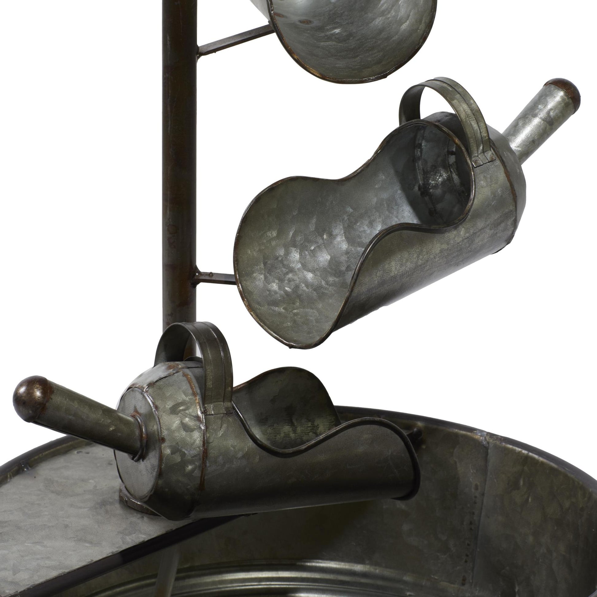 Gray Metal Indoor Outdoor Fountain with Watering Cans
