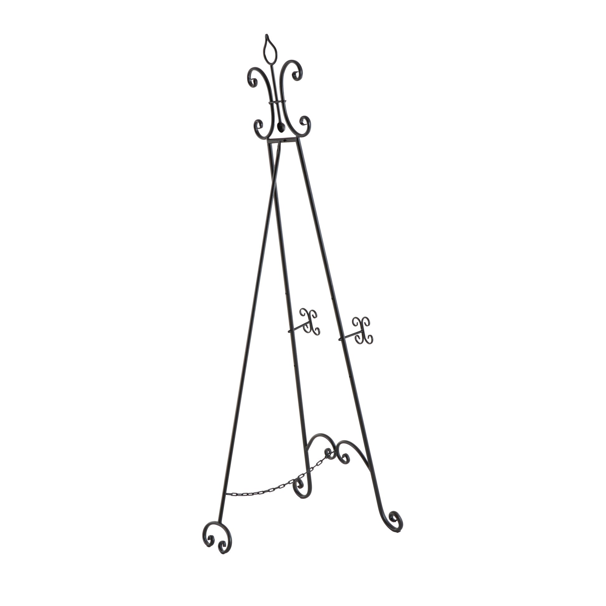 Scroll Black Metal Extra Large Adjustable 3 Tier Display Easel with Chain Support