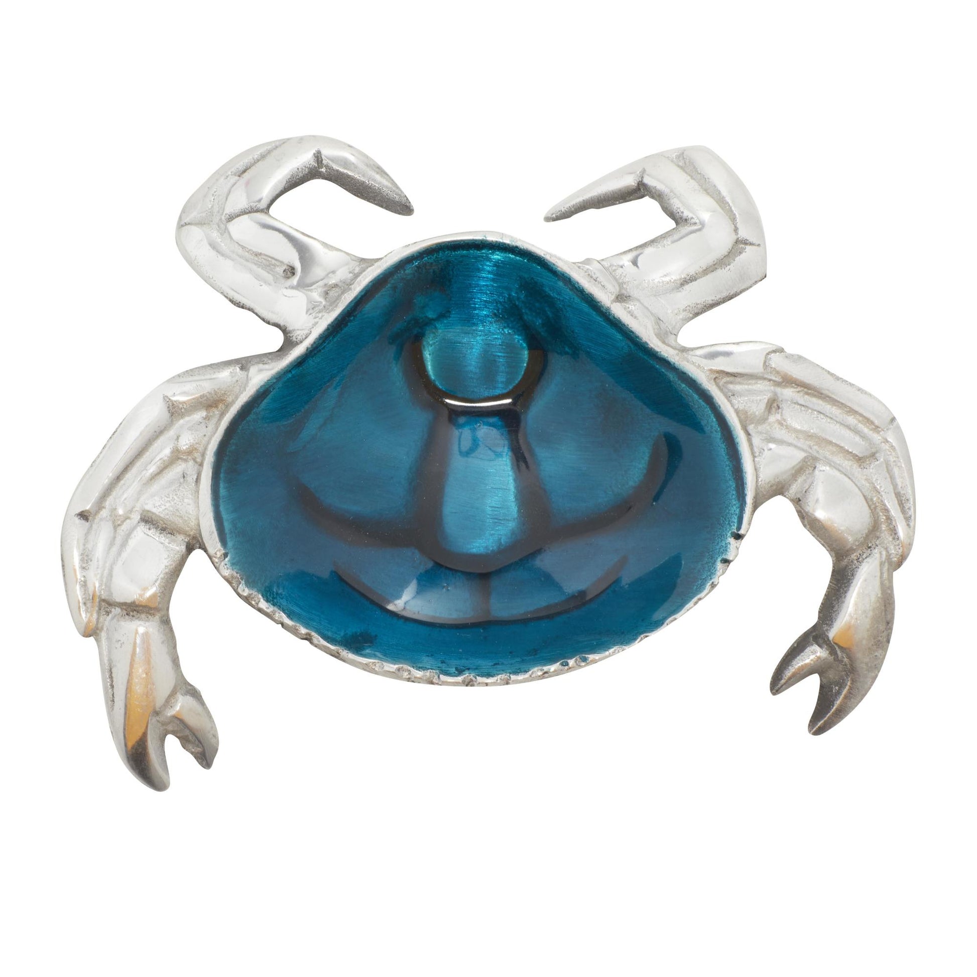 Set of 3 Crab Blue Aluminum Metal Decorative Serving Bowl with Enamel Interior