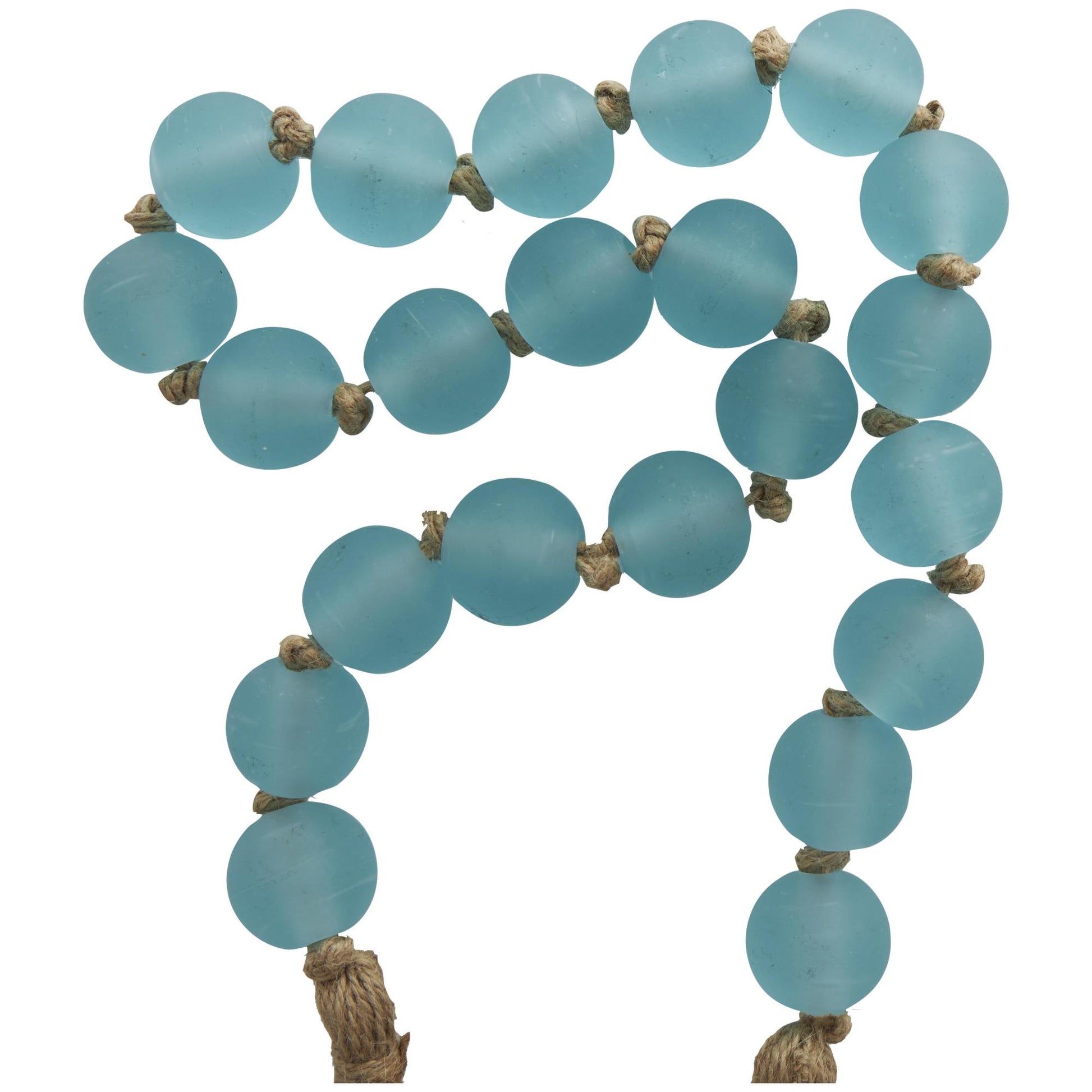 Glass Handmade Round Beaded Garland with Tassel with Knotted Brown Jute