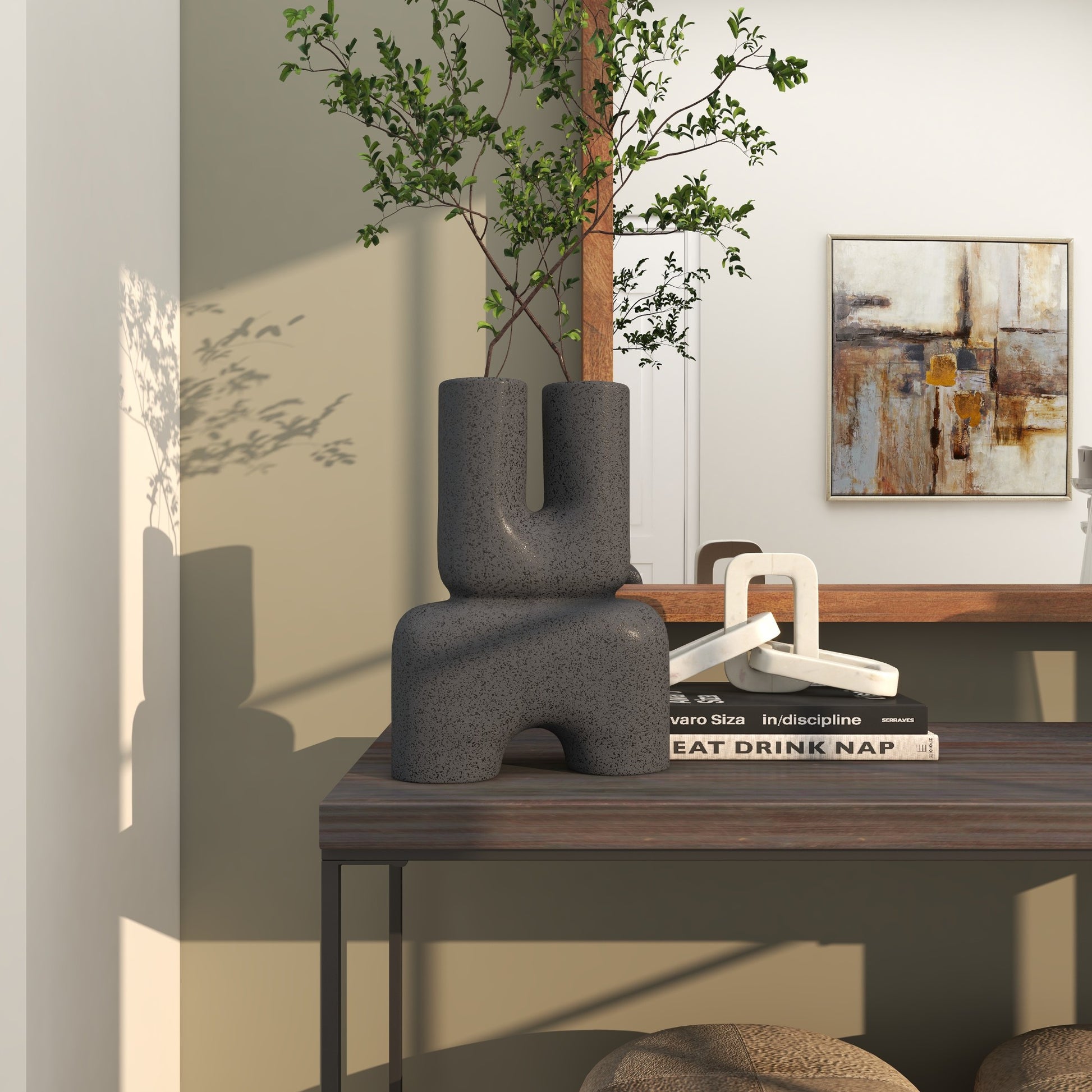 Abstract Ceramic U-Shaped Decorative Vase