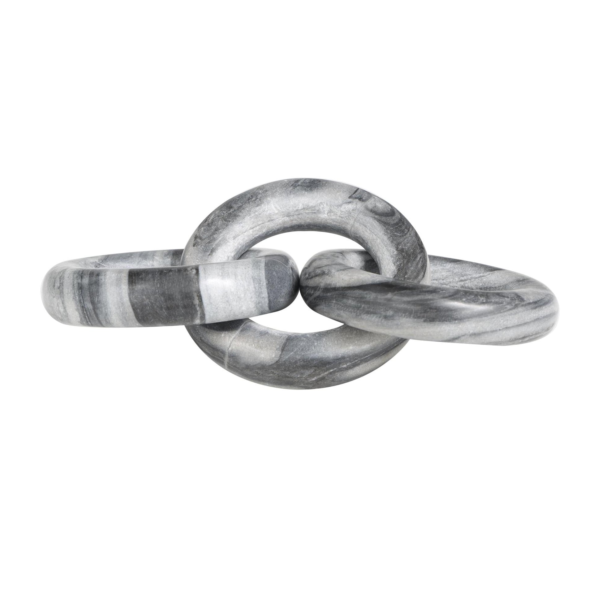 Chain Black Marble Handmade Linked 3 Ring Decorative Sculpture