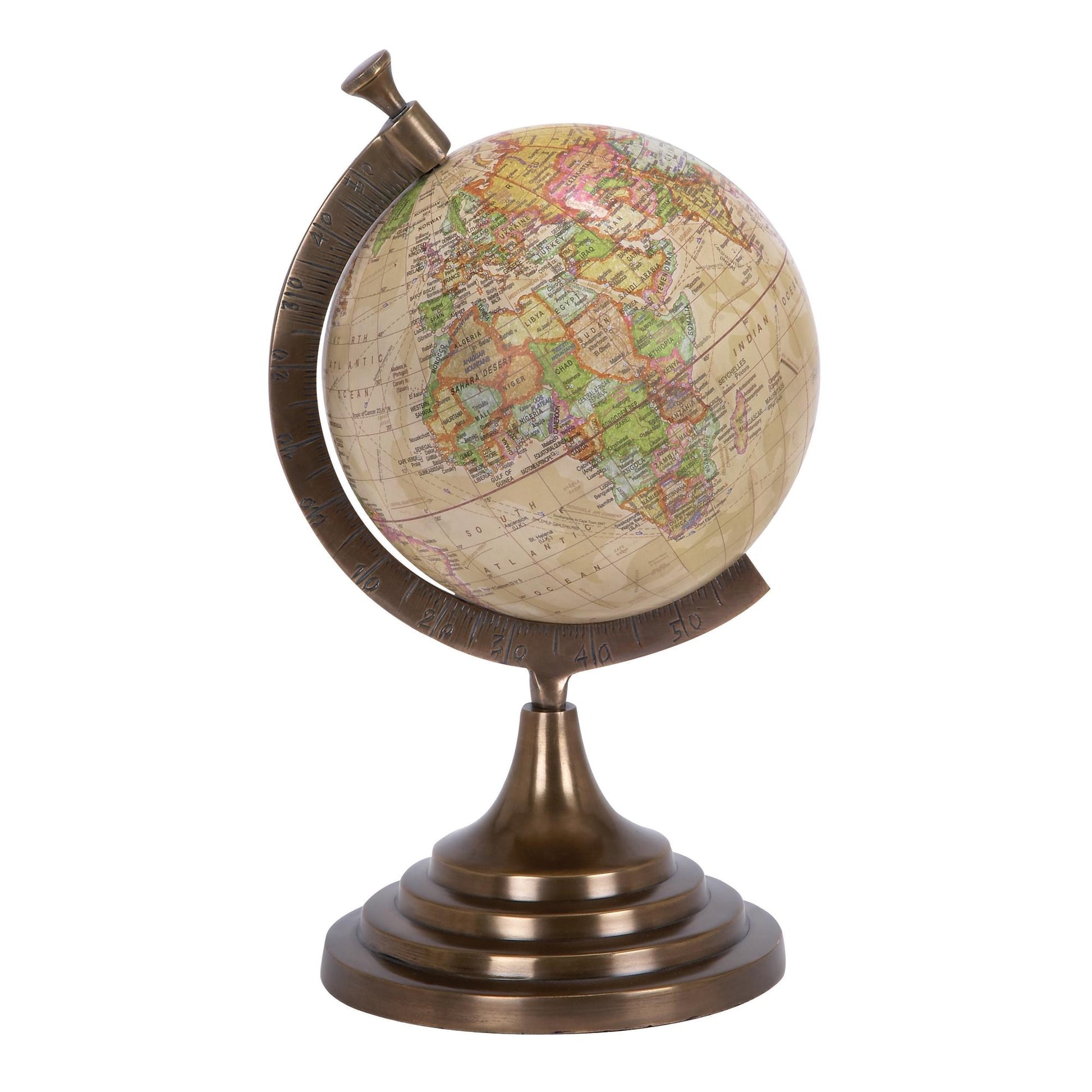 World Map Copper Aluminum Metal Educational/Geographic Earth Globe