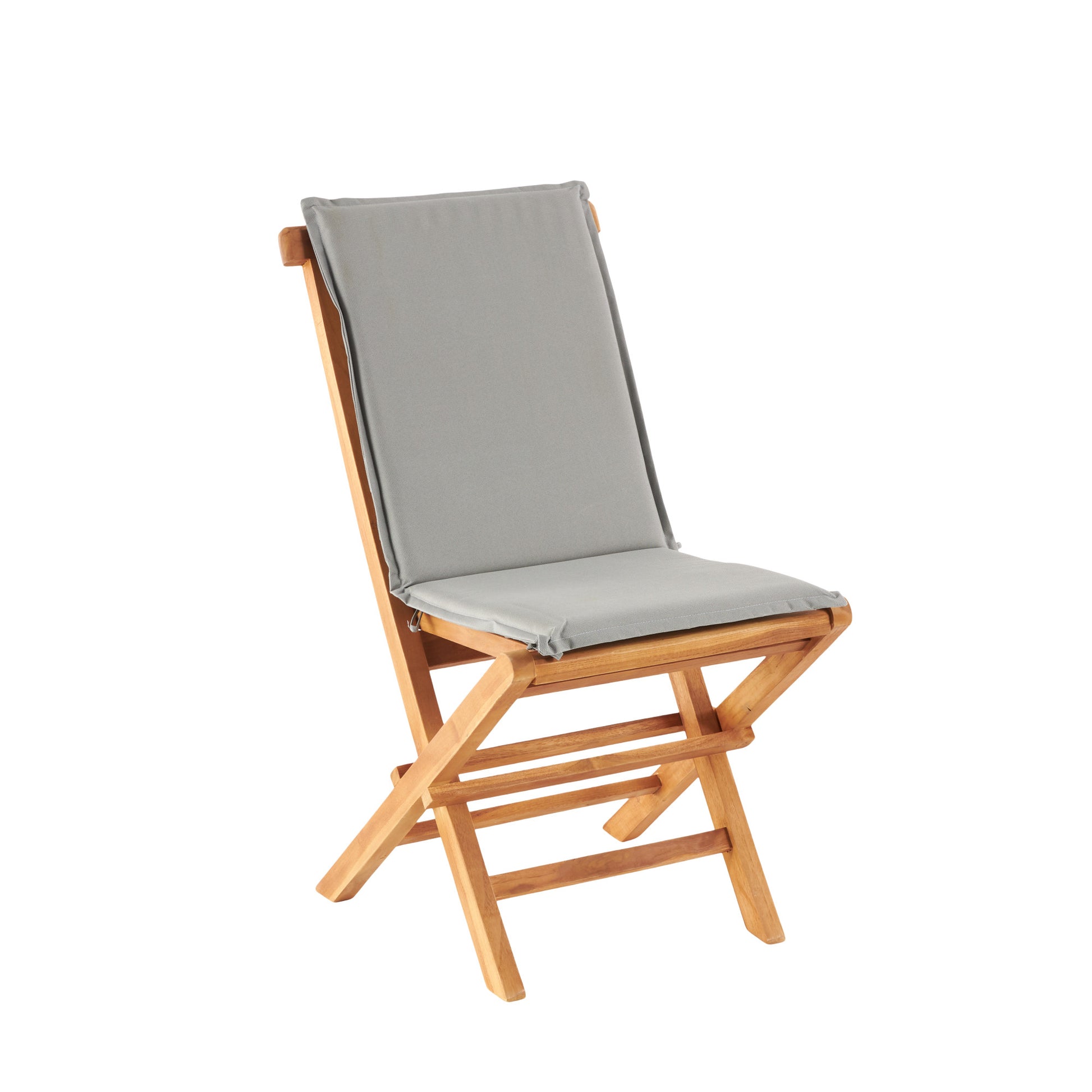 Set of 2 Brown Teak Wood Folding Patio Outdoor Dining Chair with Cushions
