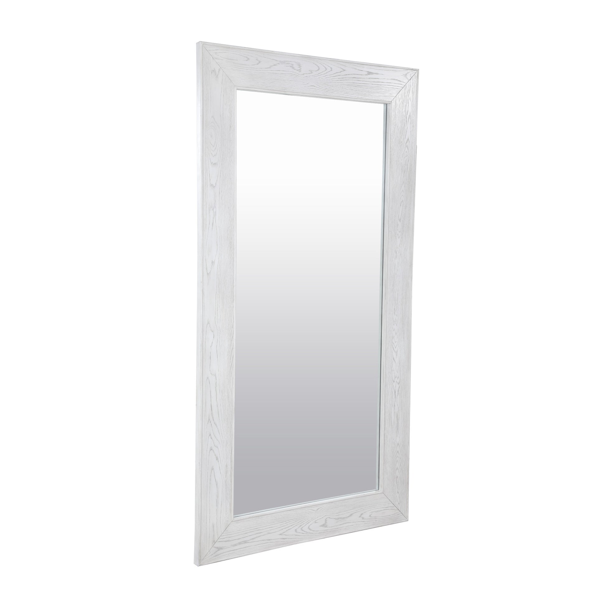 Silver Wood Room Floor Mirror with Natural Wood Grains