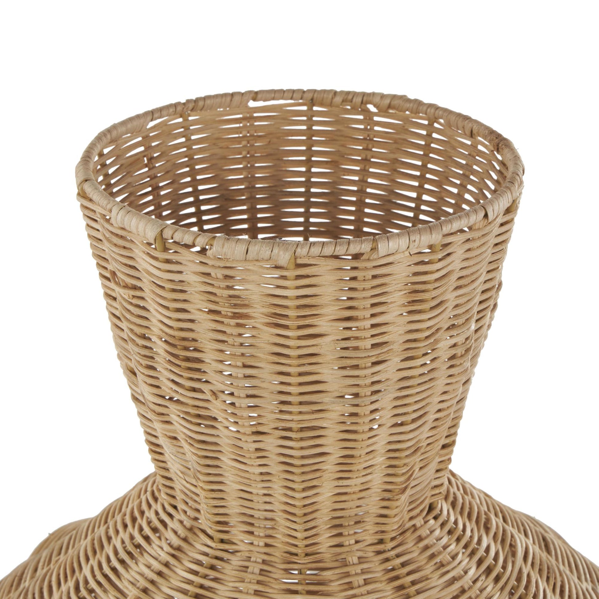 Brown Rattan Handmade Woven Tapered Fluted Decorative Vase