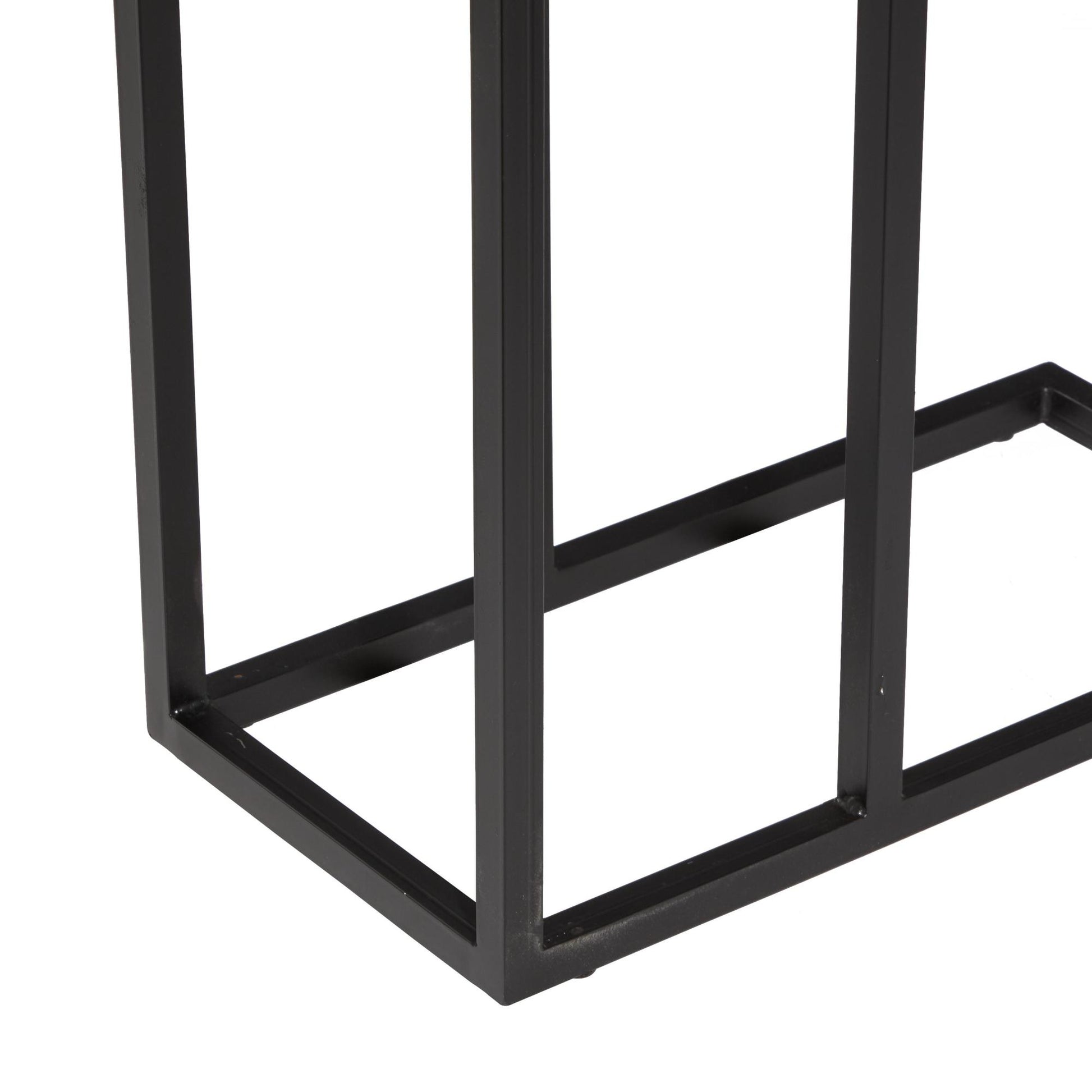 Brown Teak Wood Live Edge Top Side End Accent Table with Black Metal Base