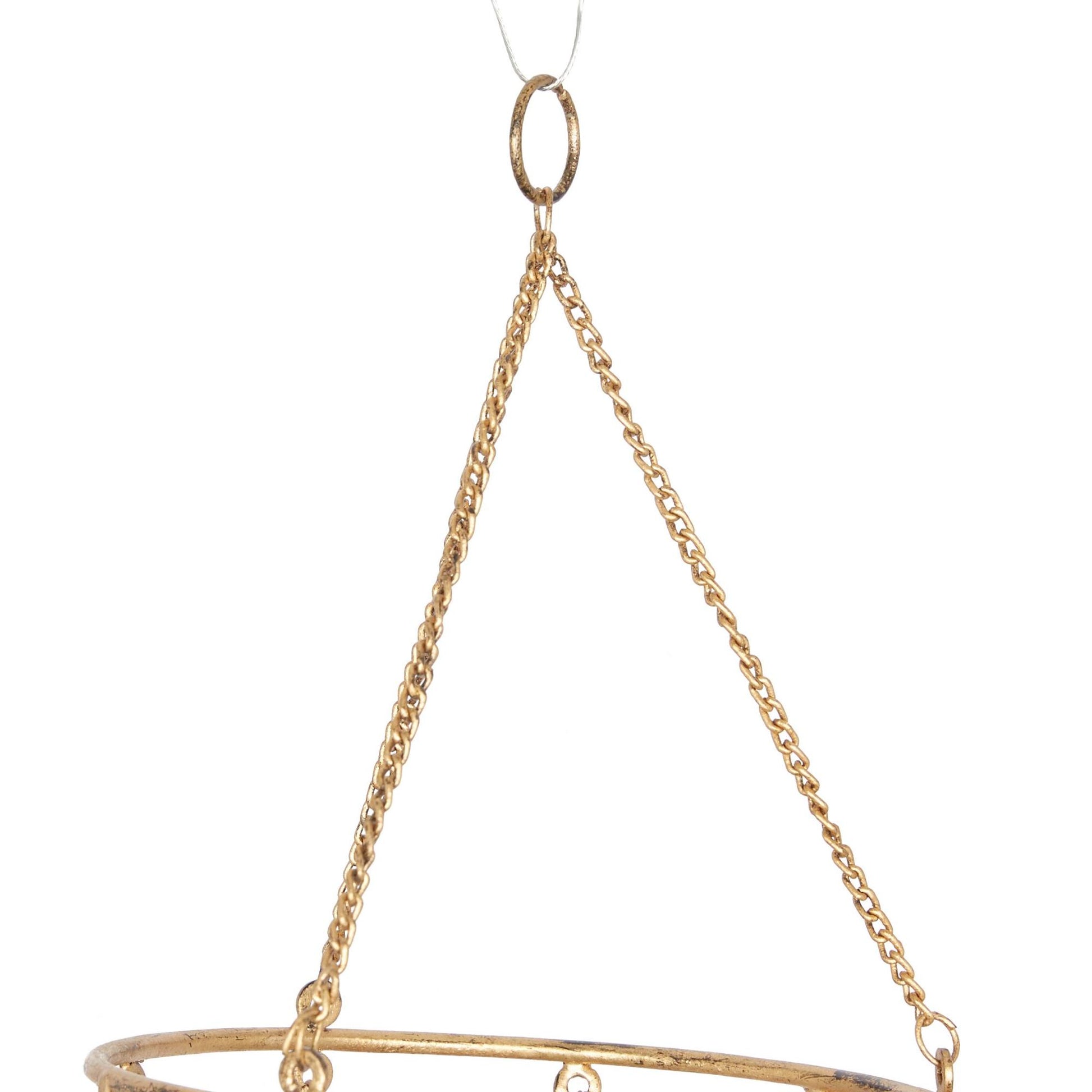 Moon Gold Metal Indoor Outdoor Windchime with Glass Beads and Cone Bells