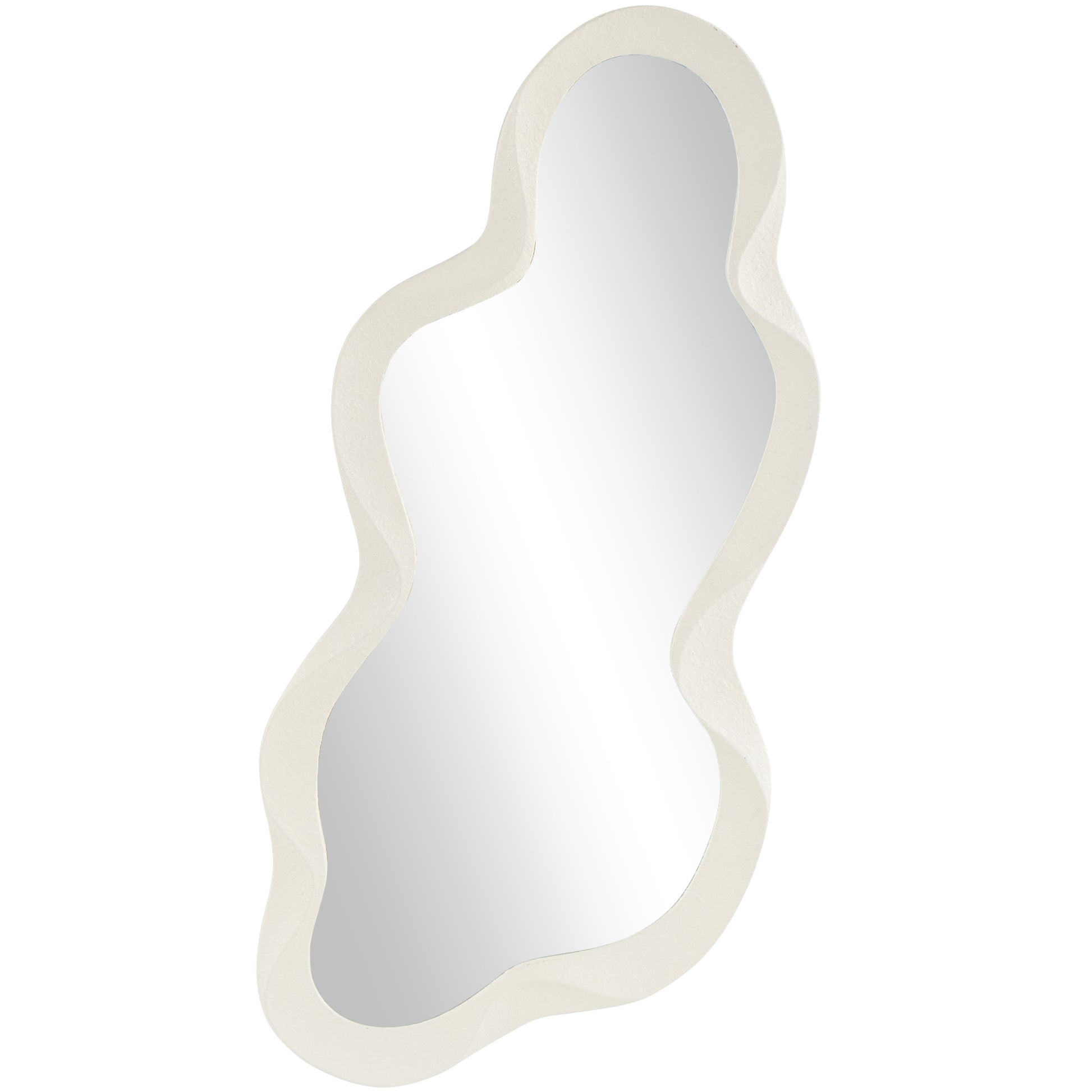 Wood Wavy Room Wall Mirror with Dimensional Frame 18" x 1" x 39"