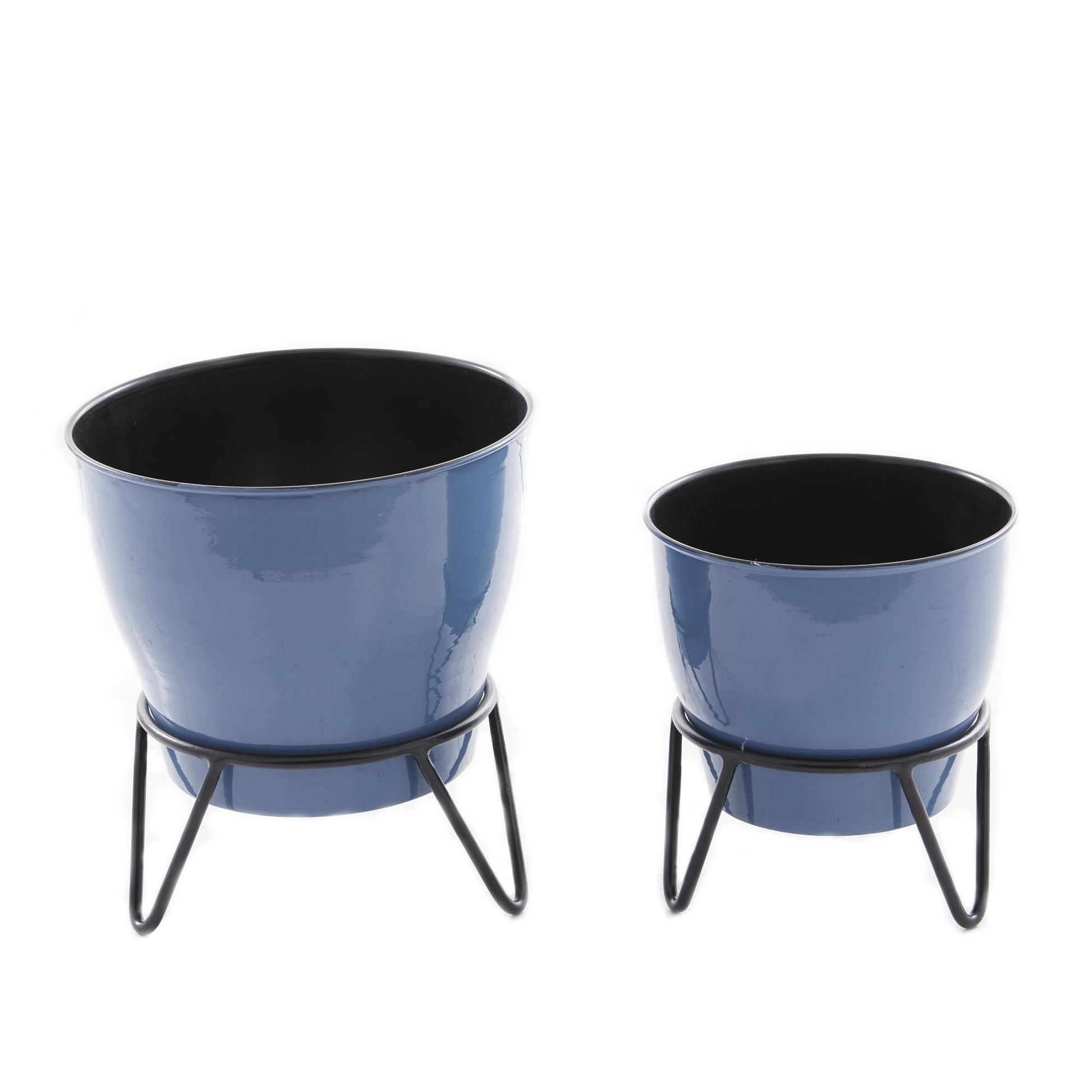 Set of 2 Metal Indoor Outdoor Planter with Removable Stand