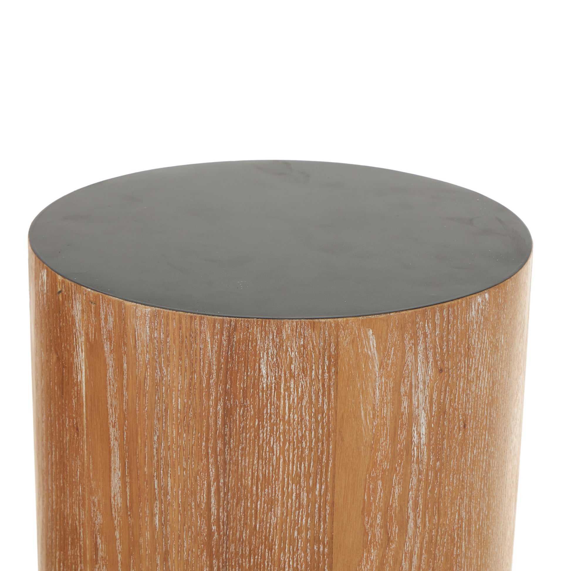 Set of 2 Metal Handmade Ribbed Side End Pedestal Table Set of 2 35", 32"H