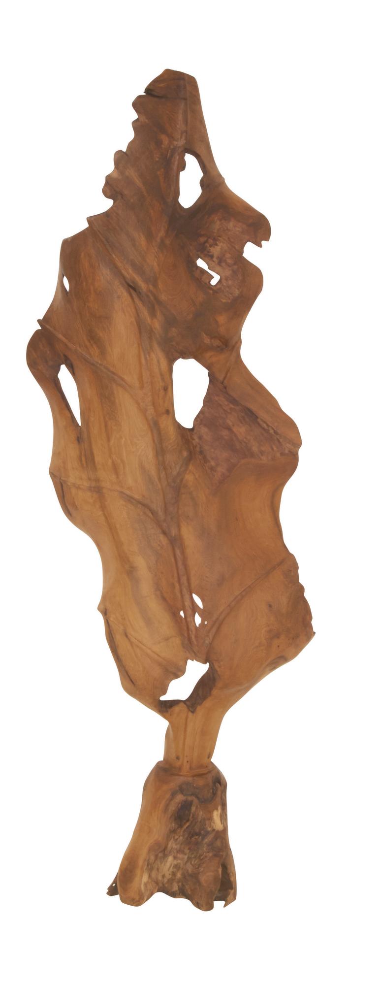Leaf Brown Teak Wood Handmade Live Edge Decorative Sculpture