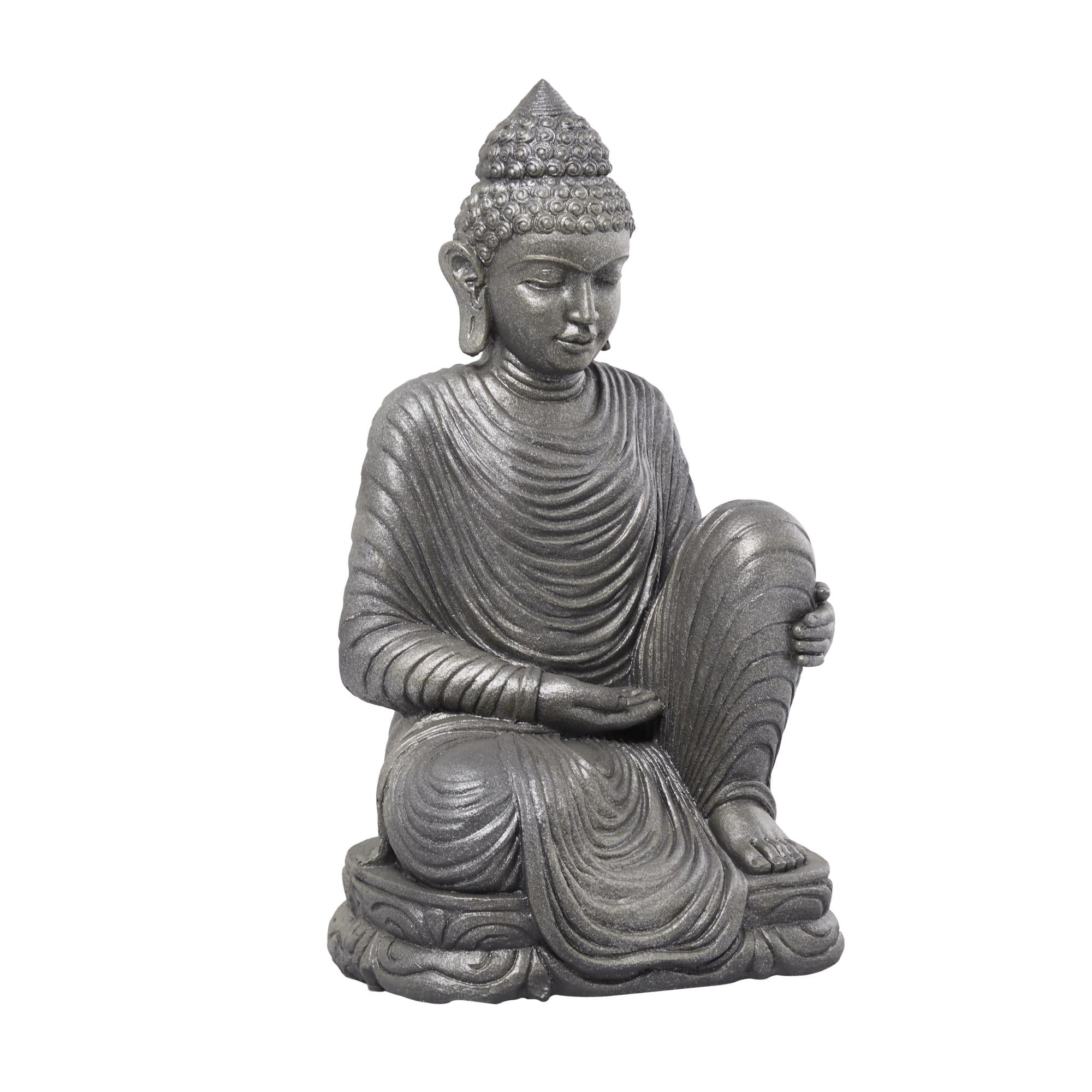 Buddha Silver Magnesium Oxide Indoor Outdoor Meditating Decorative Garden Sculpture