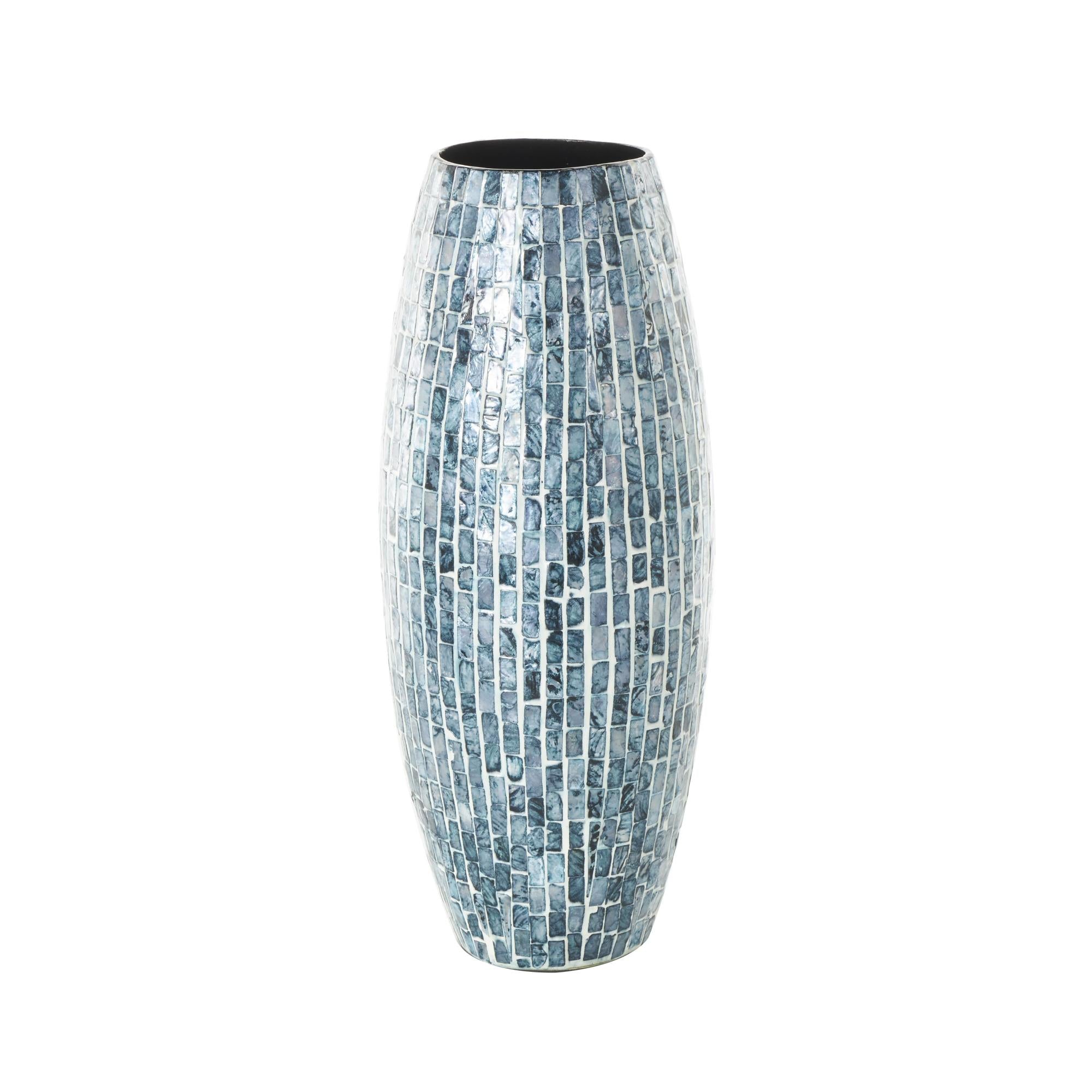 Blue Mother of Pearl Shell Handmade Mosaic Inspired Decorative Vase