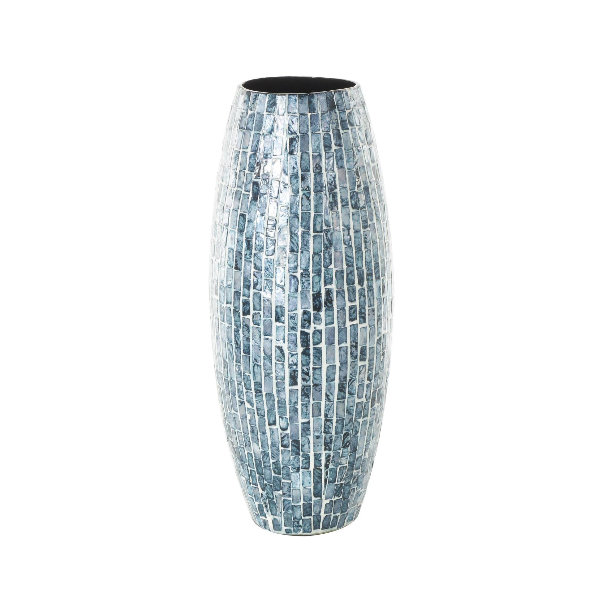 Blue Mother of Pearl Shell Handmade Mosaic Inspired Decorative Vase