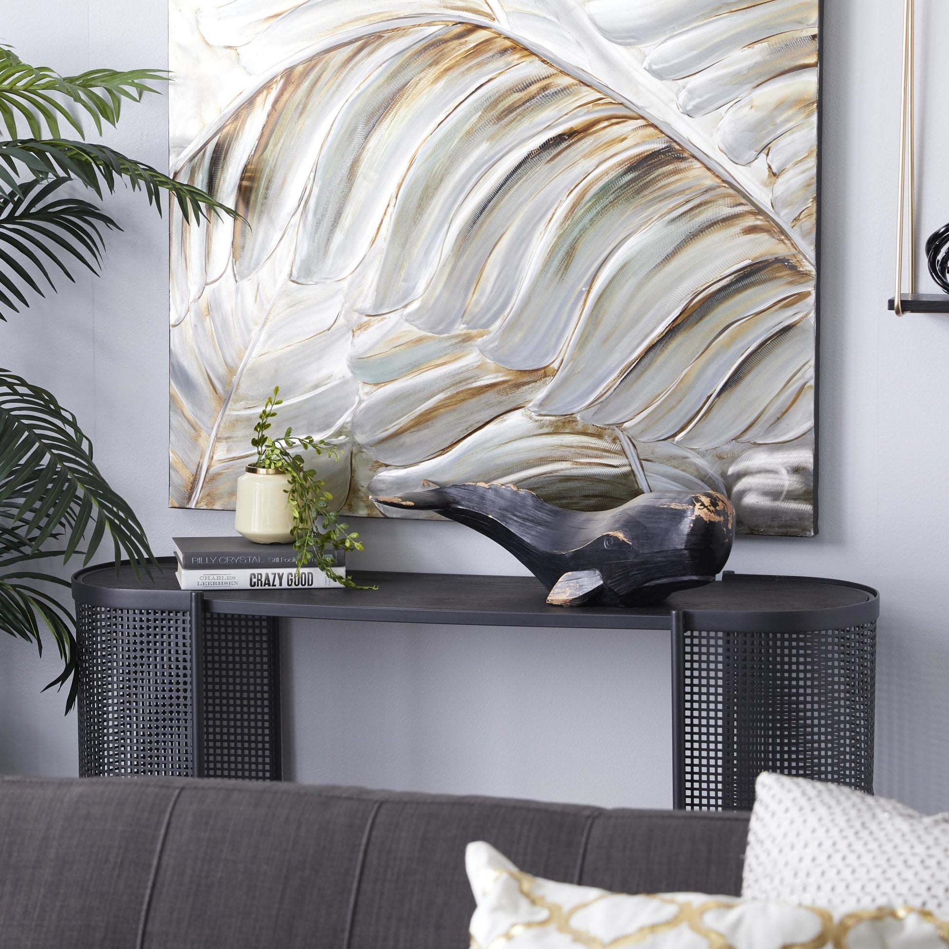 Whale Black Polystone Handmade Decorative Sculpture