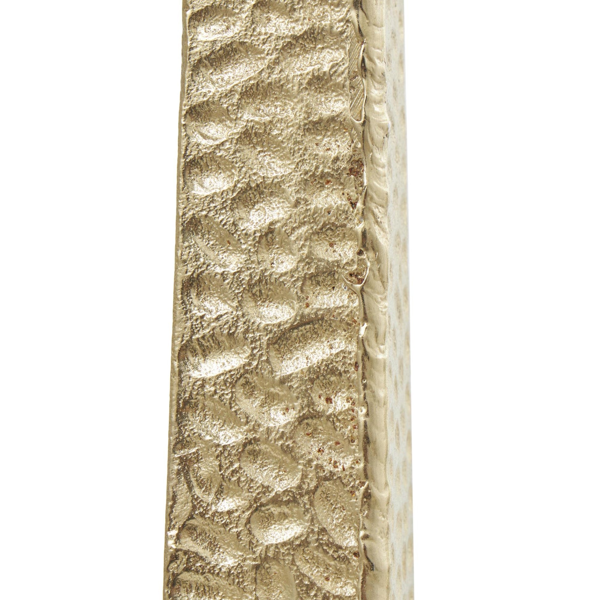 Set of 2 Gold Aluminum Metal Tall Hammered Decorative Candle Holder
