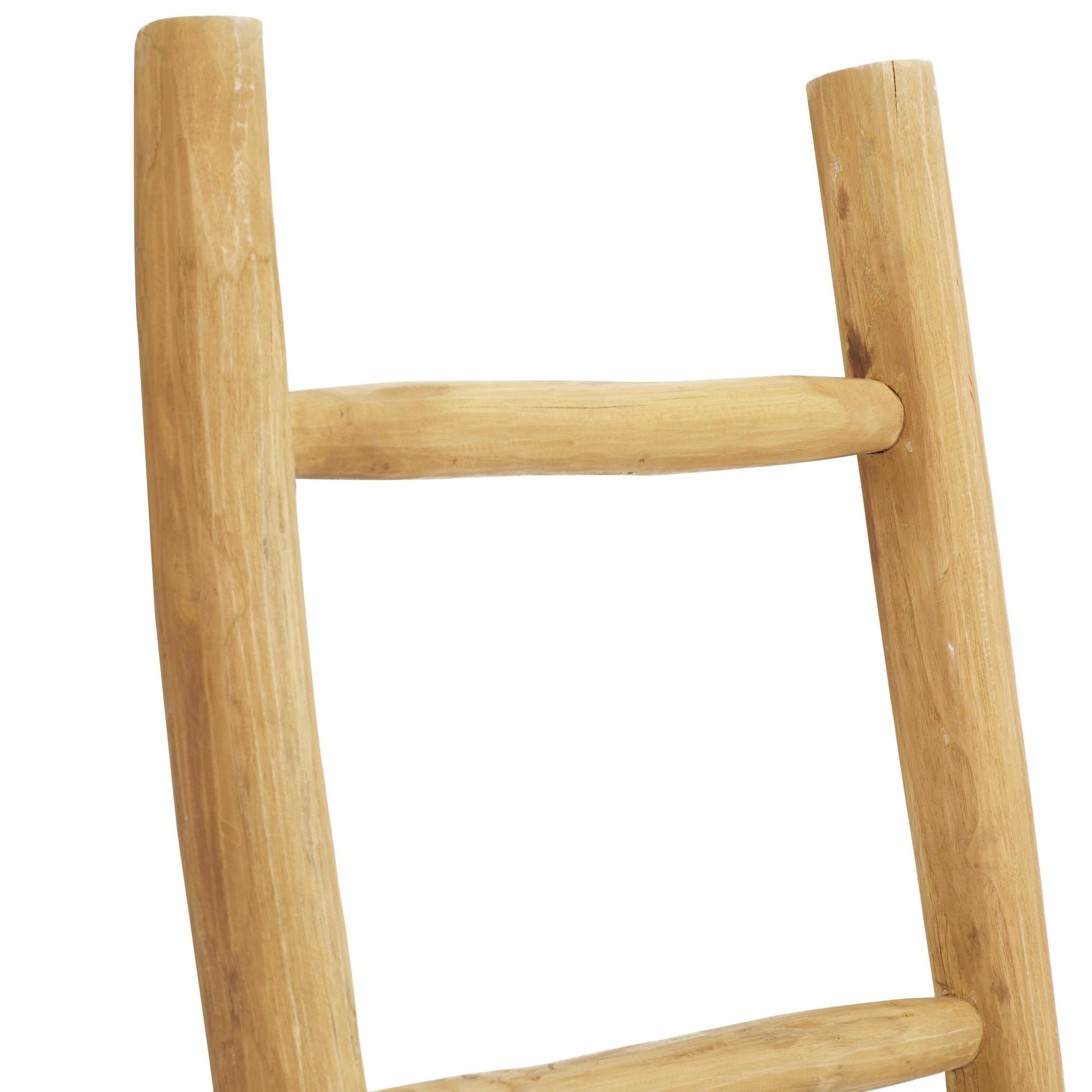 Brown Teak Wood Handmade 5 Rung Decorative Ladder