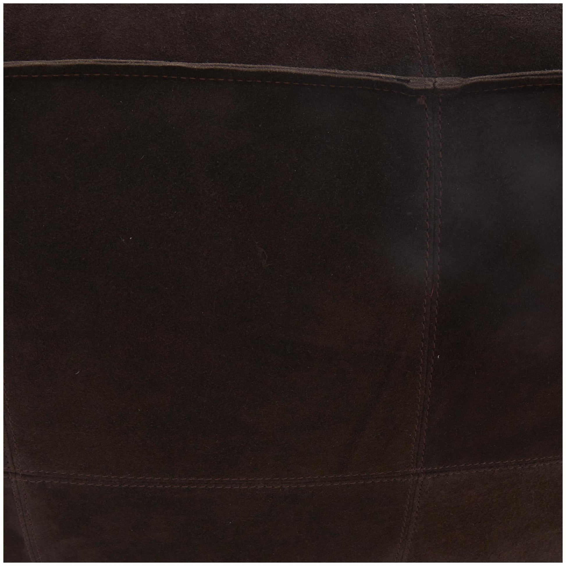 Leather Low Profile Square Stuffed Pouf with Patchwork Design