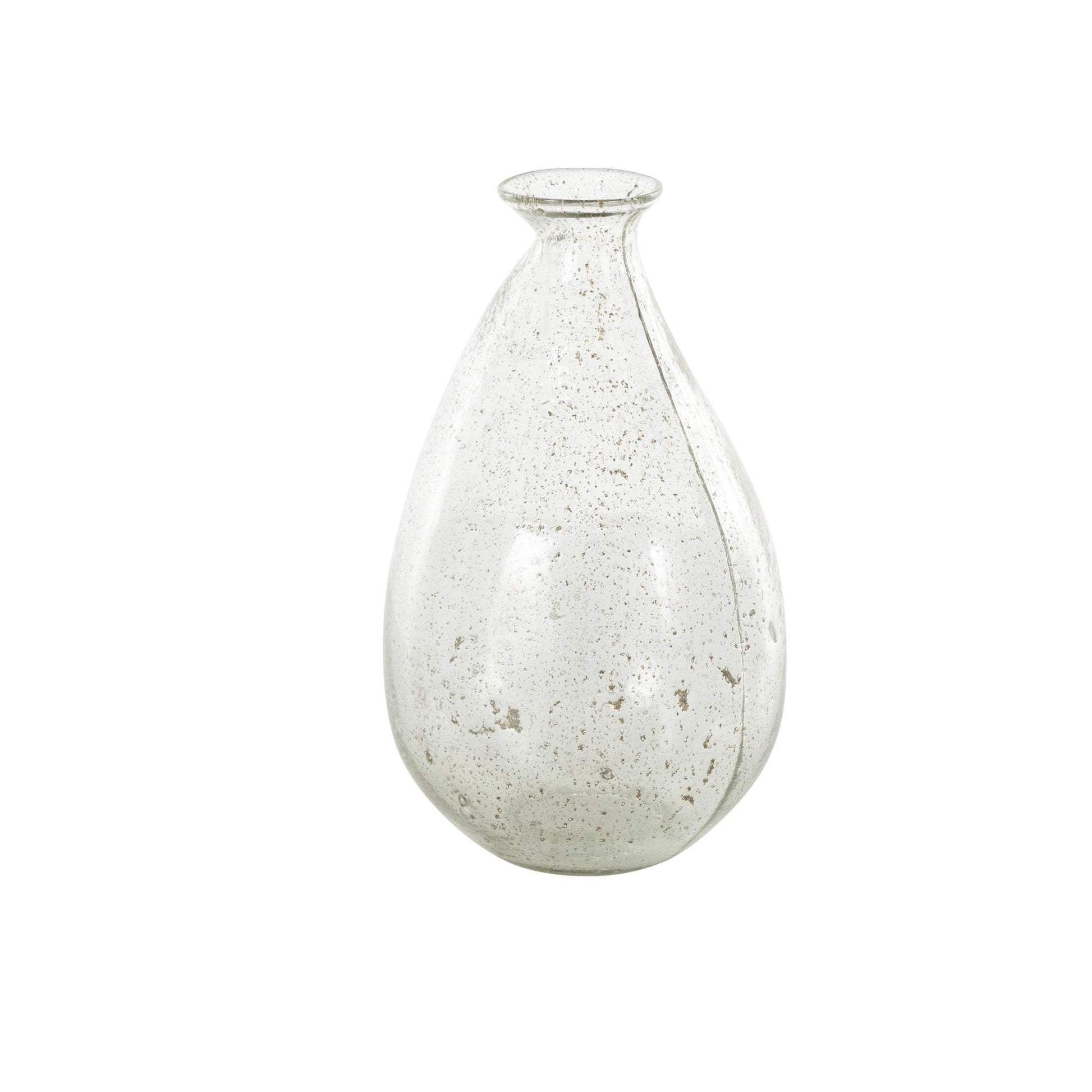 Clear Glass Speckled Decorative Vase with Brown Accents