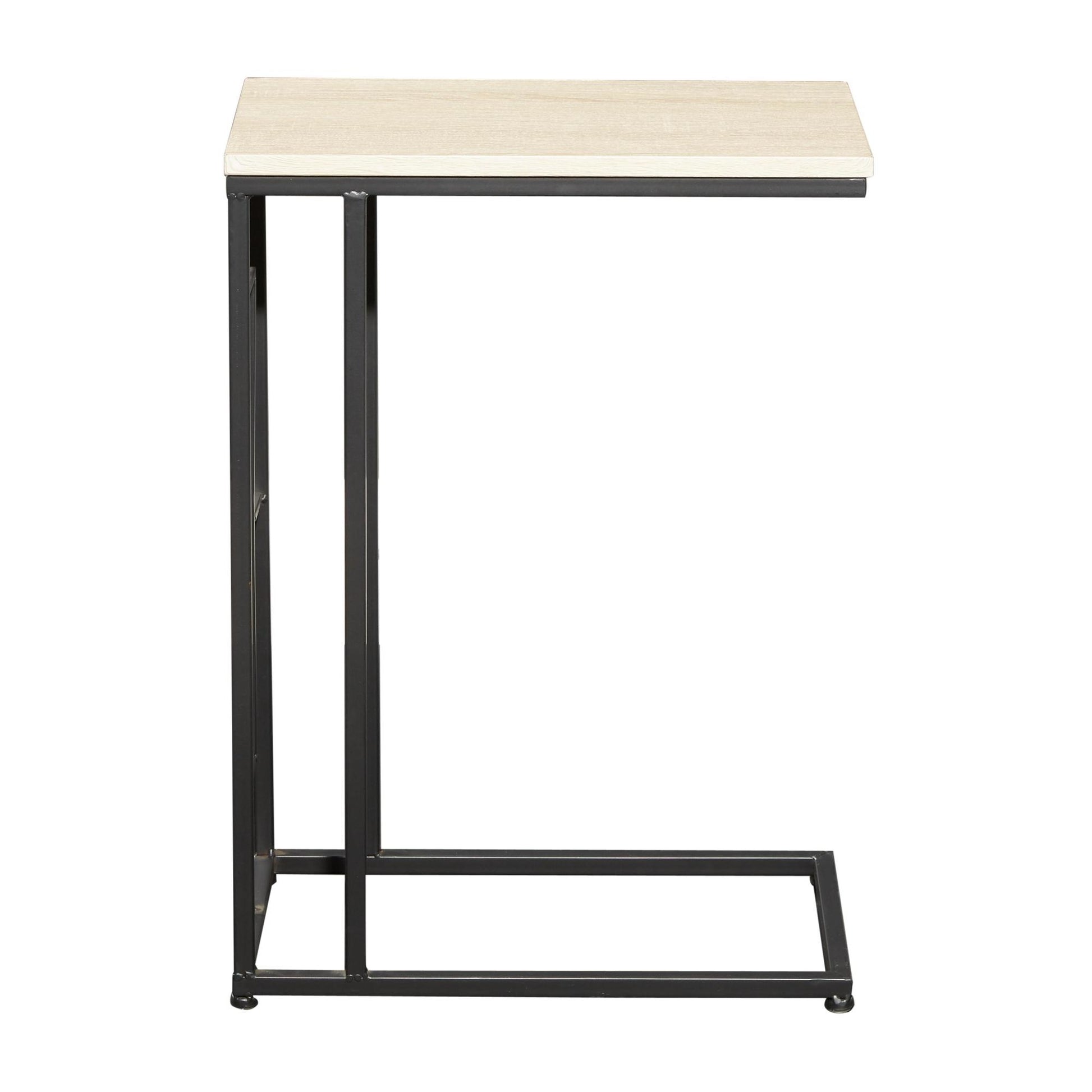 Metal C-Shaped Side End Accent Table with Black Metal Base
