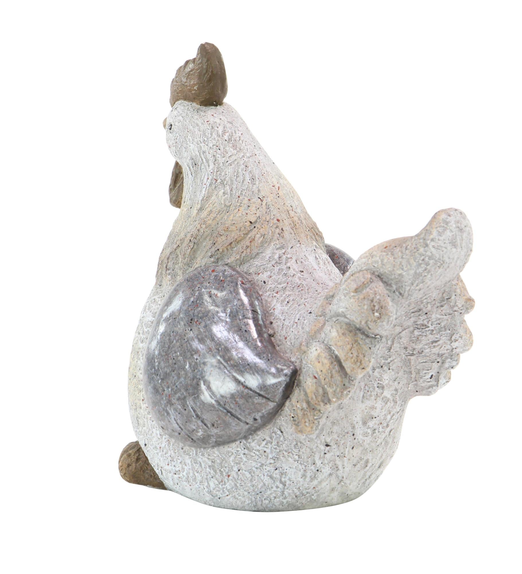 Chicken Gray Polystone Indoor Outdoor Decorative Garden Sculpture