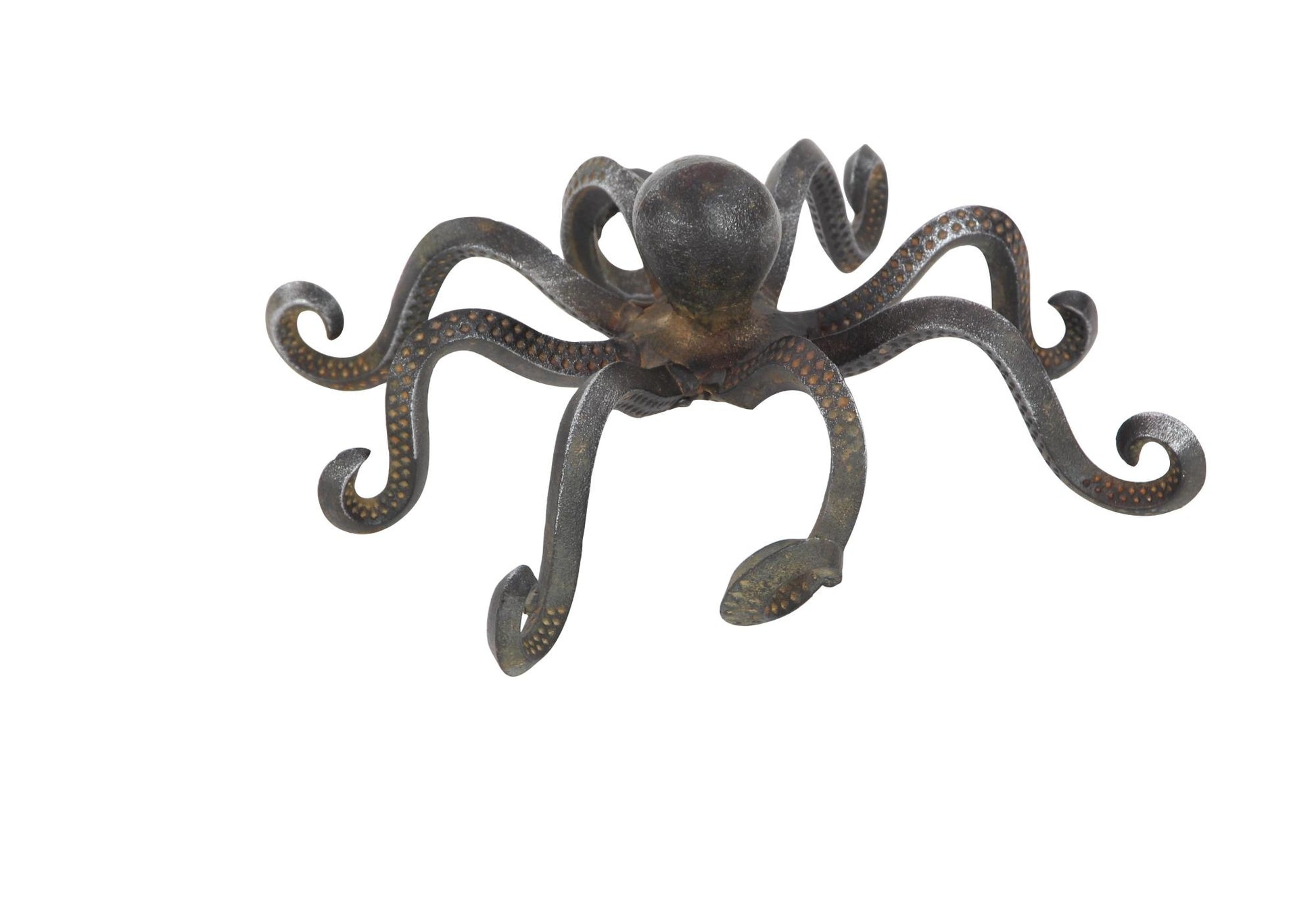 Octopus Black Metal Decorative Sculpture with Long Tentacles and Suctions Detailing