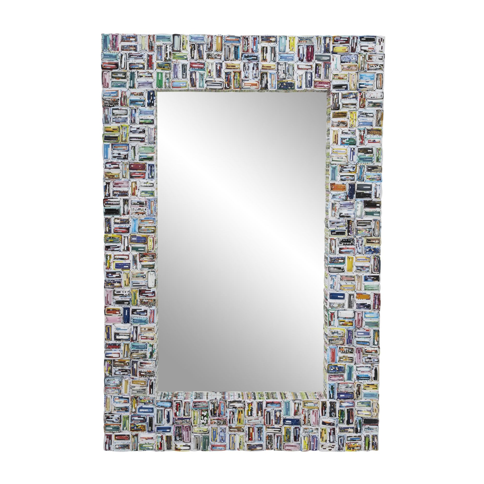 Multi Colored Paper Handmade Recycled Magazine Frame Room Wall Mirror