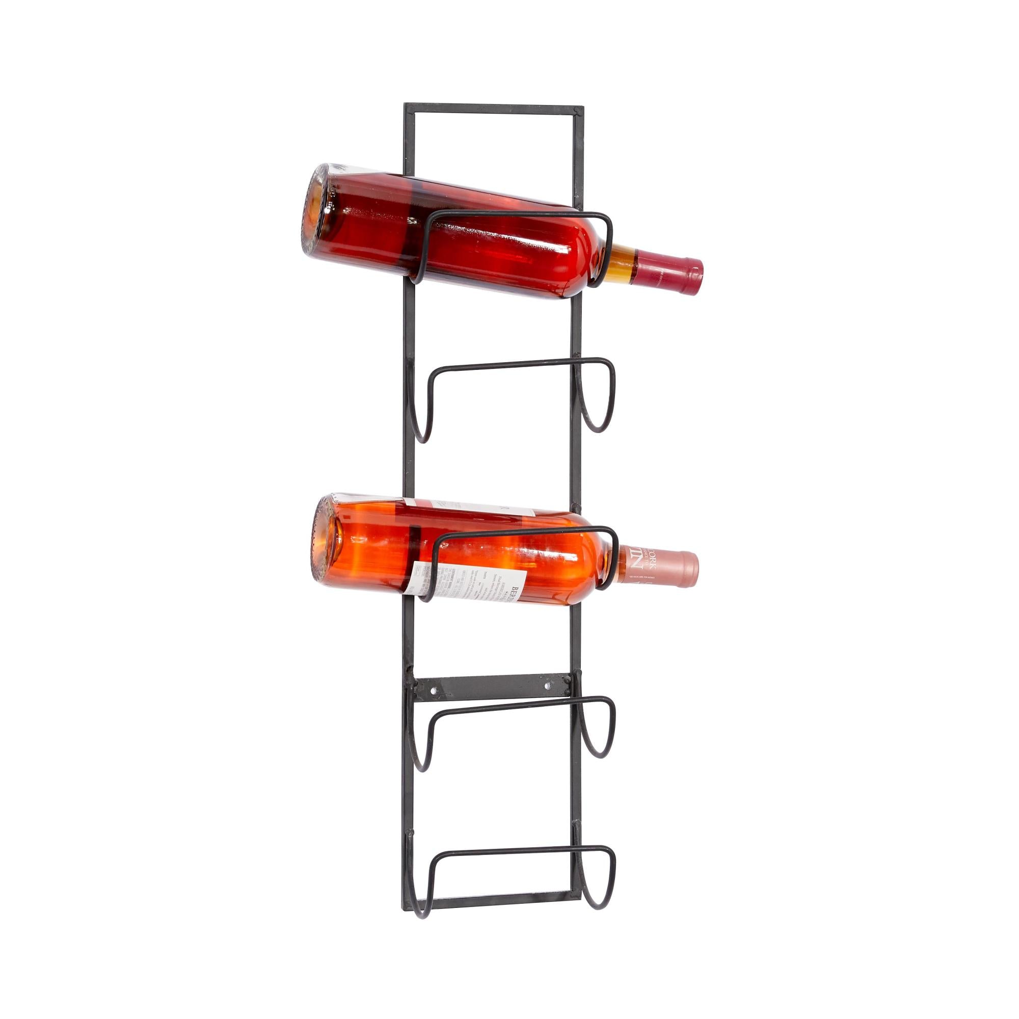 Black Metal 5 Bottle Display Wall Wine Rack
