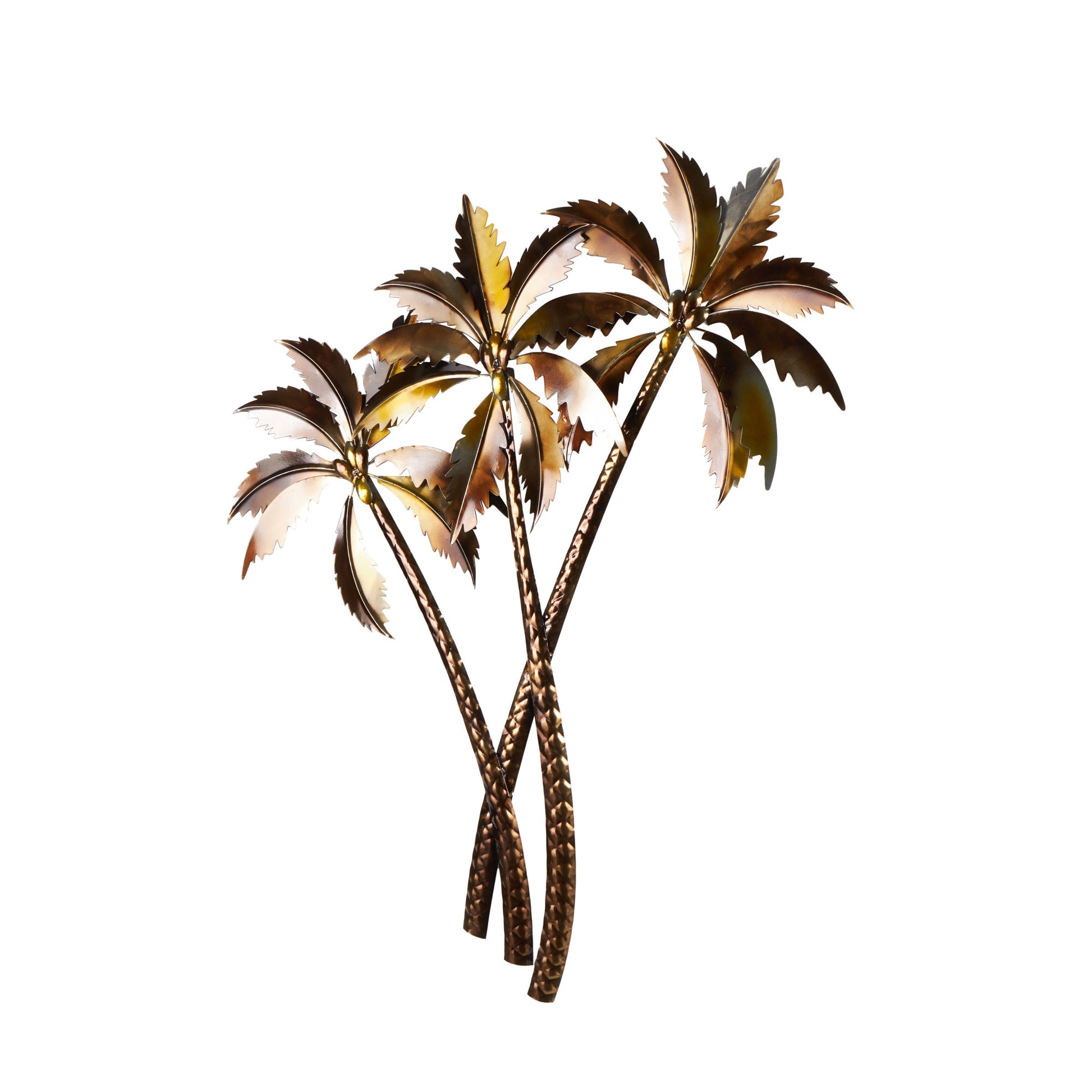 Tree Copper Stainless Steel Metal Slanted Home Wall Decor with Bronze and Yellow Accents