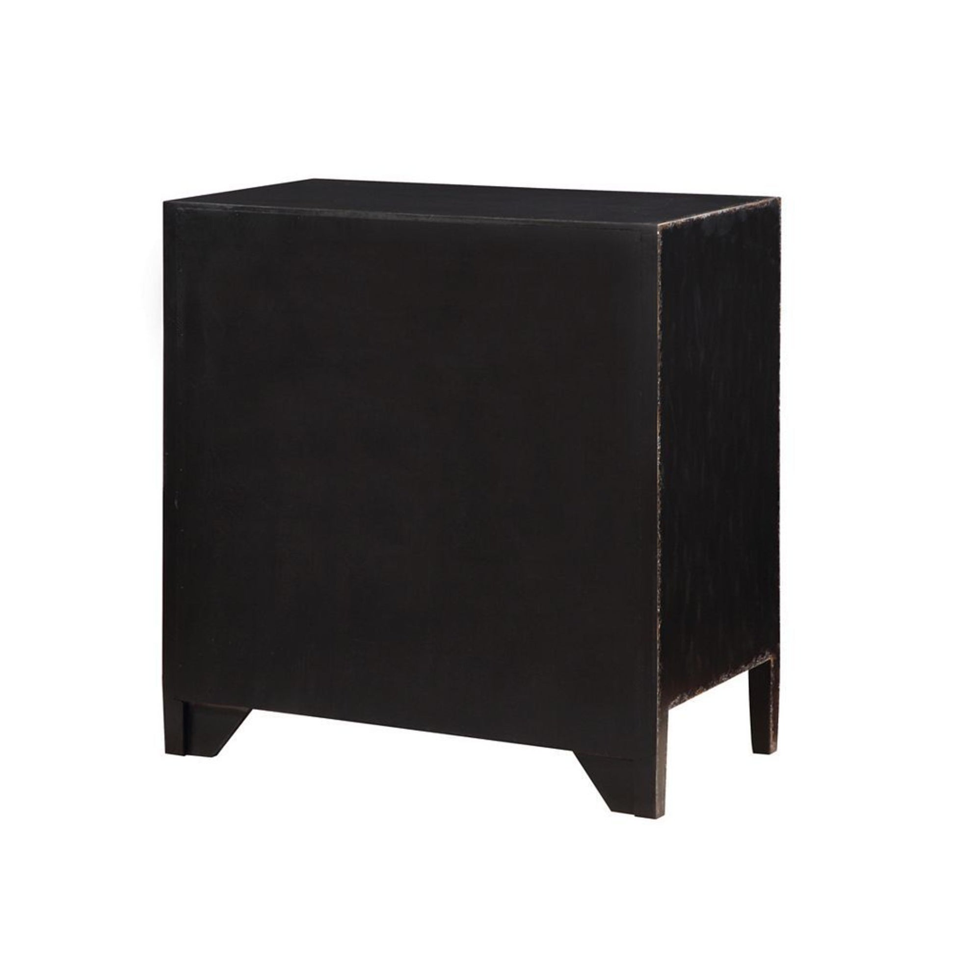 Black Wooden Distressed 3 Drawer Room Dresser with Silver Knob Handles