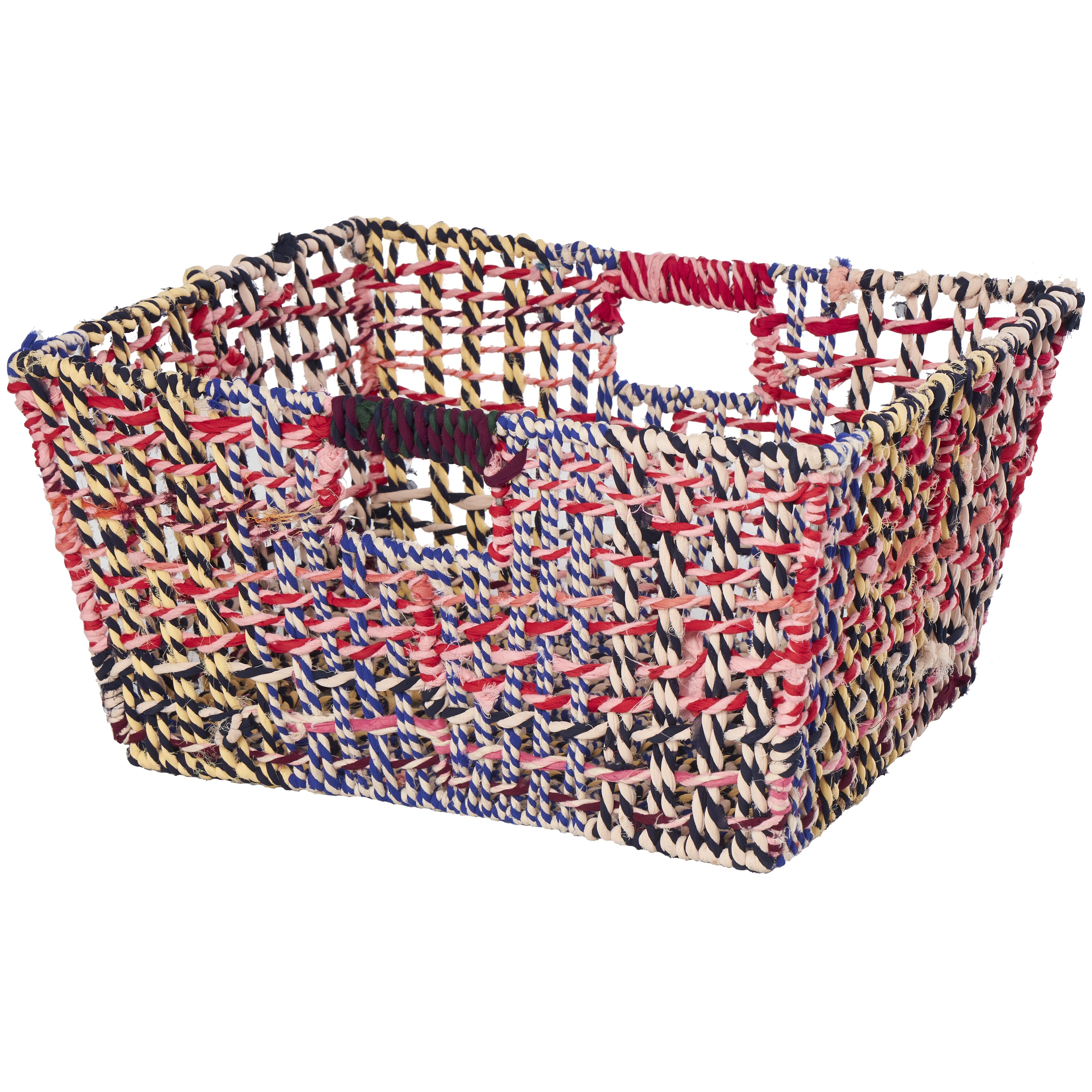 CosmoLiving by Cosmopolitan Cotton Fabric Handmade Storage Basket with Handles