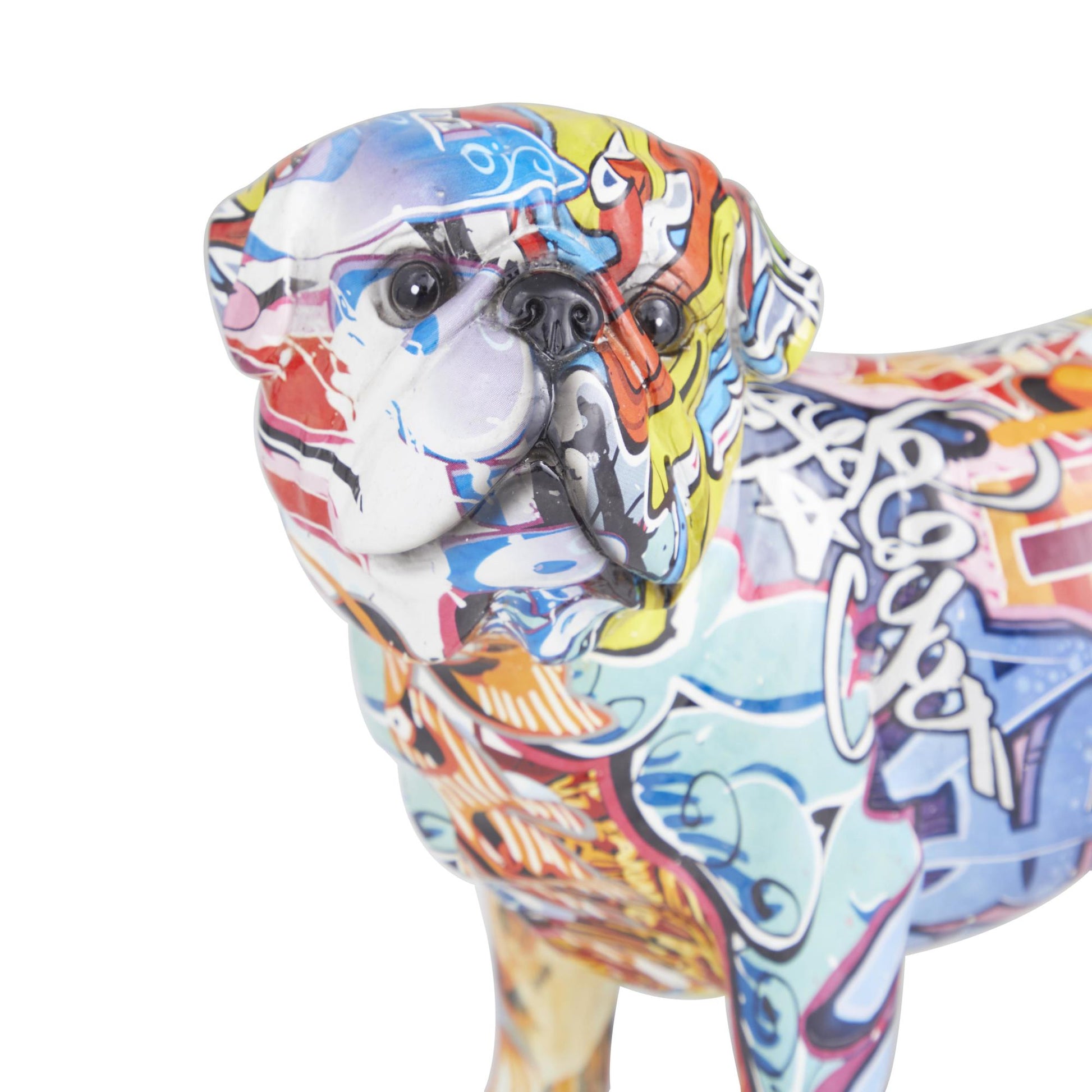 Bulldog Multi Colored Polystone Graffiti Decorative Sculpture