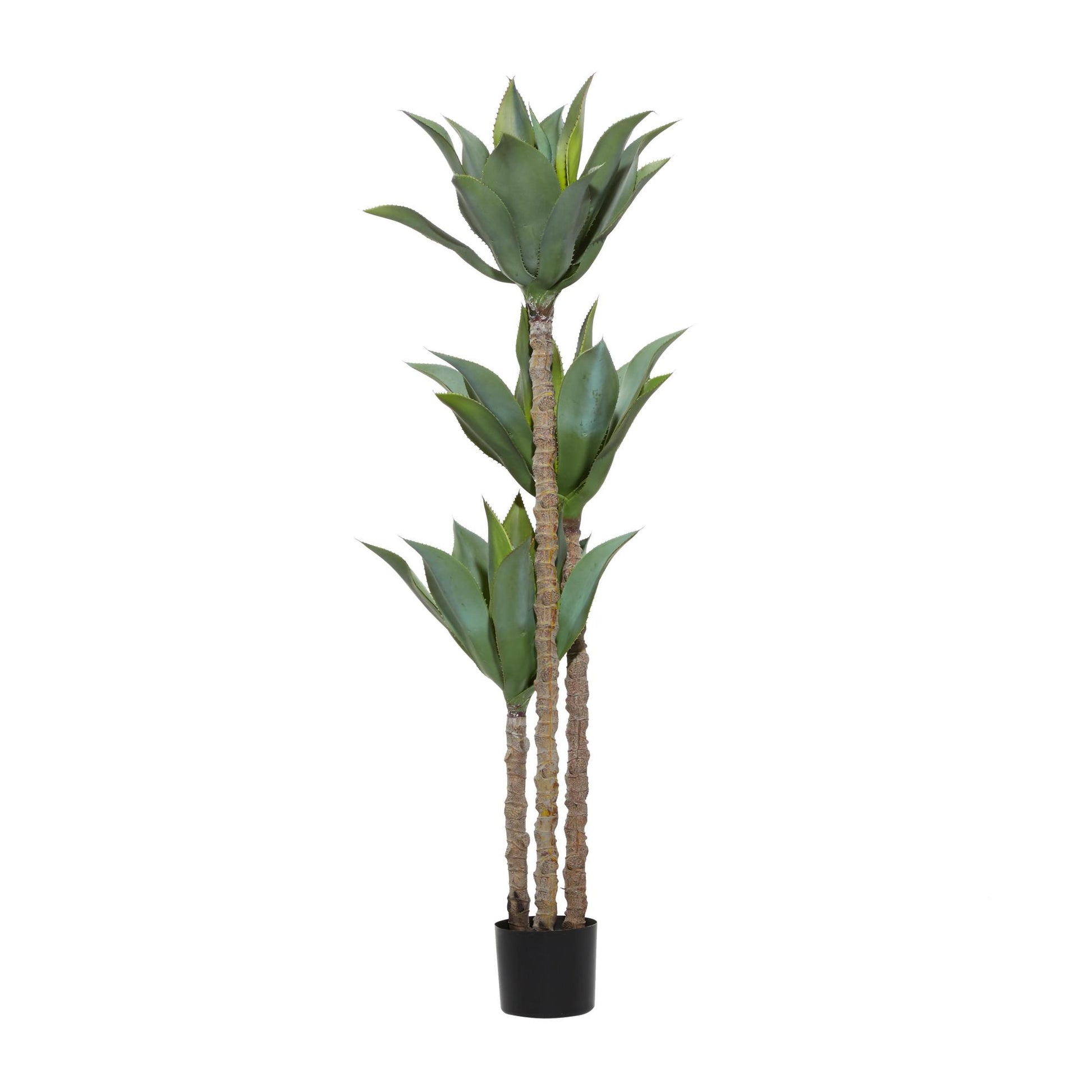 Dracaena Green Faux Foliage Indoor Outdoor Artificial Tree with Realistic Leaves and Black Plastic Pot