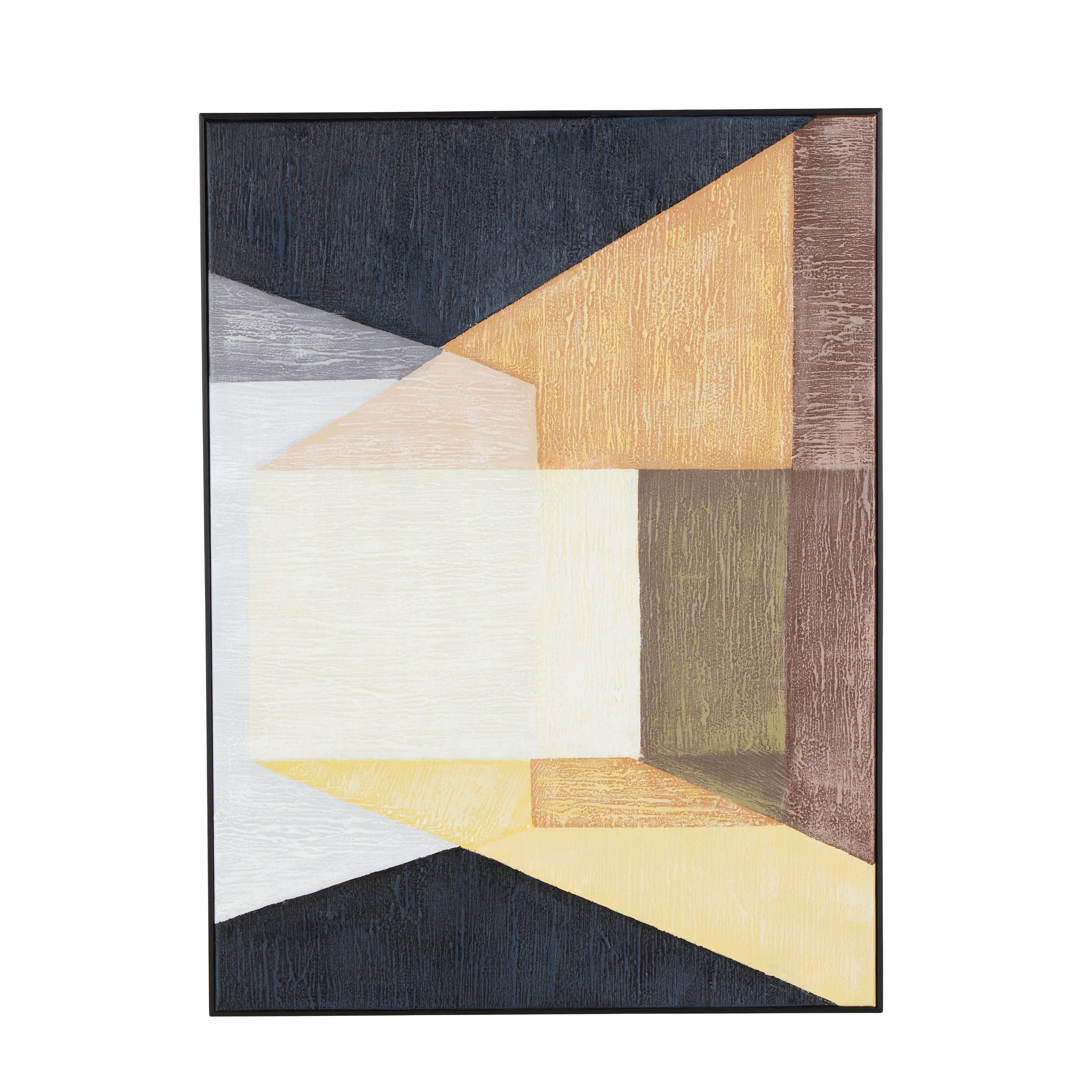 Geometric Canvas Round Color Block Shape Living Room Framed Wall Art with Black Frame