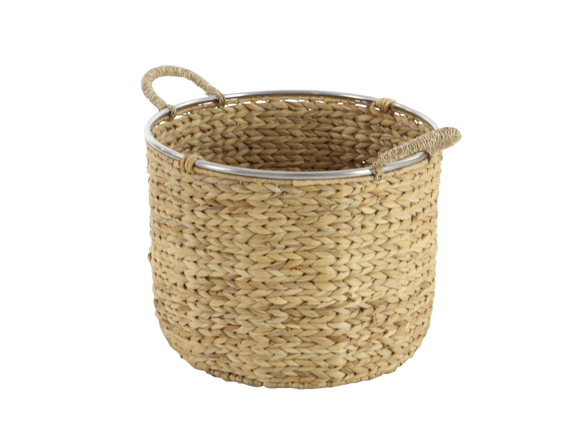 Set of 2 Light Brown Seagrass Handmade Decorative and Functional Storage Basket with Handles