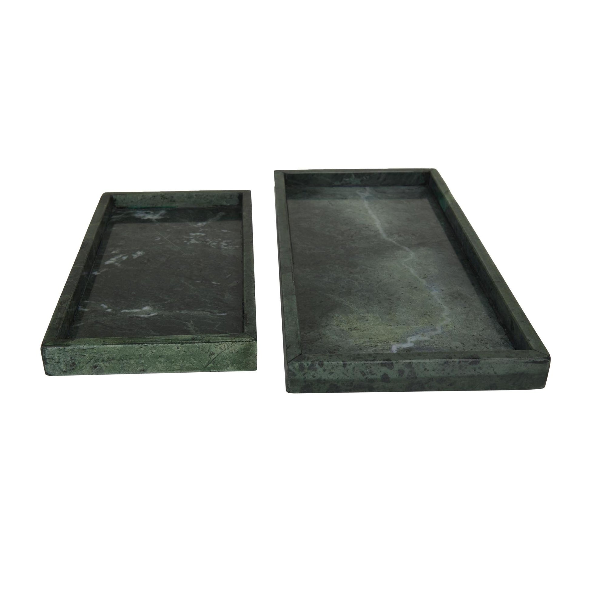 Set of 2 Marble Minimalistic Textured Square Living Room Decor Tray Set of 2 10", 8"W
