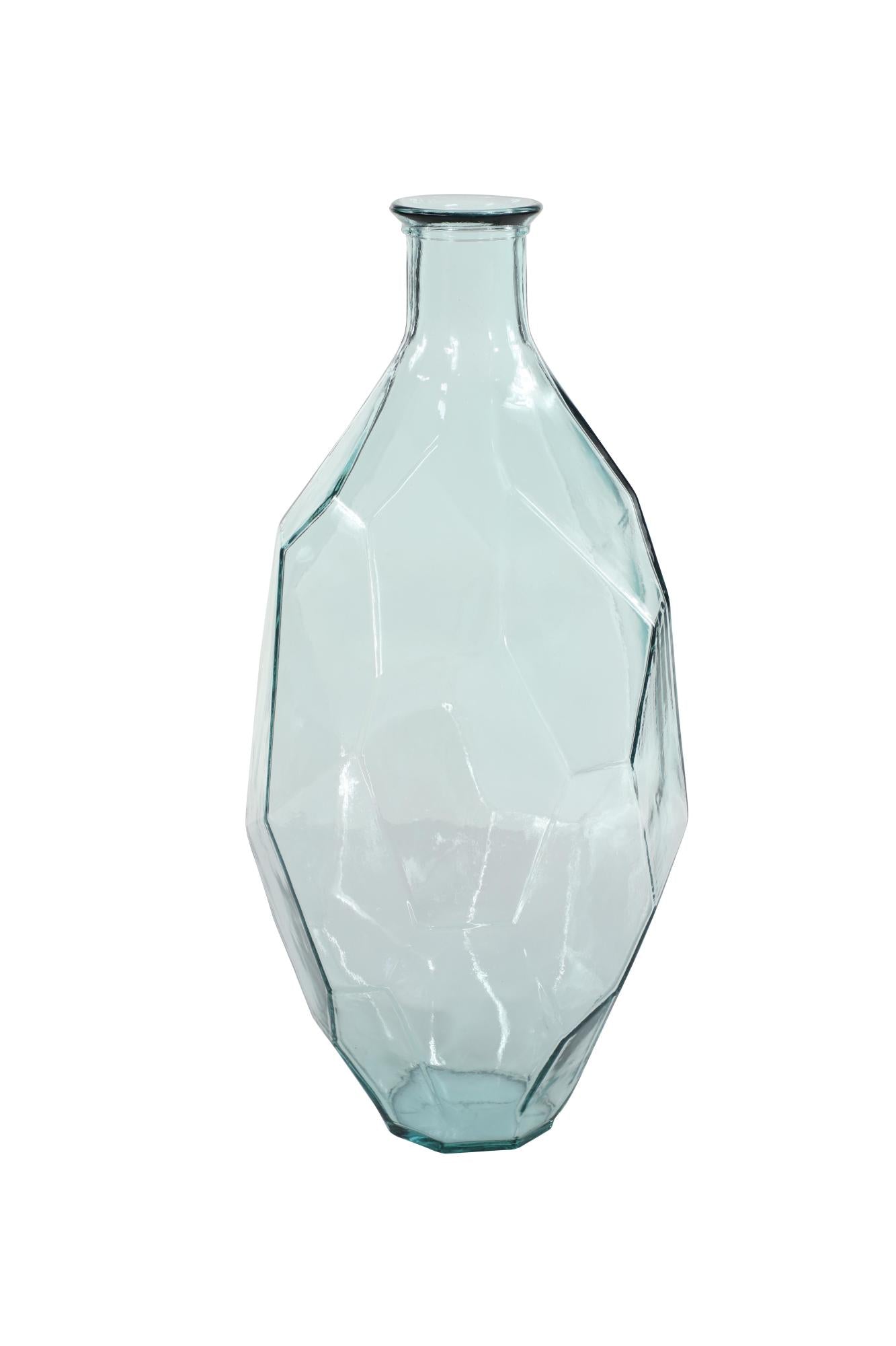 Abstract Recycled Glass Handmade Faceted Spanish Decorative Vase 11" x 11" x 23"