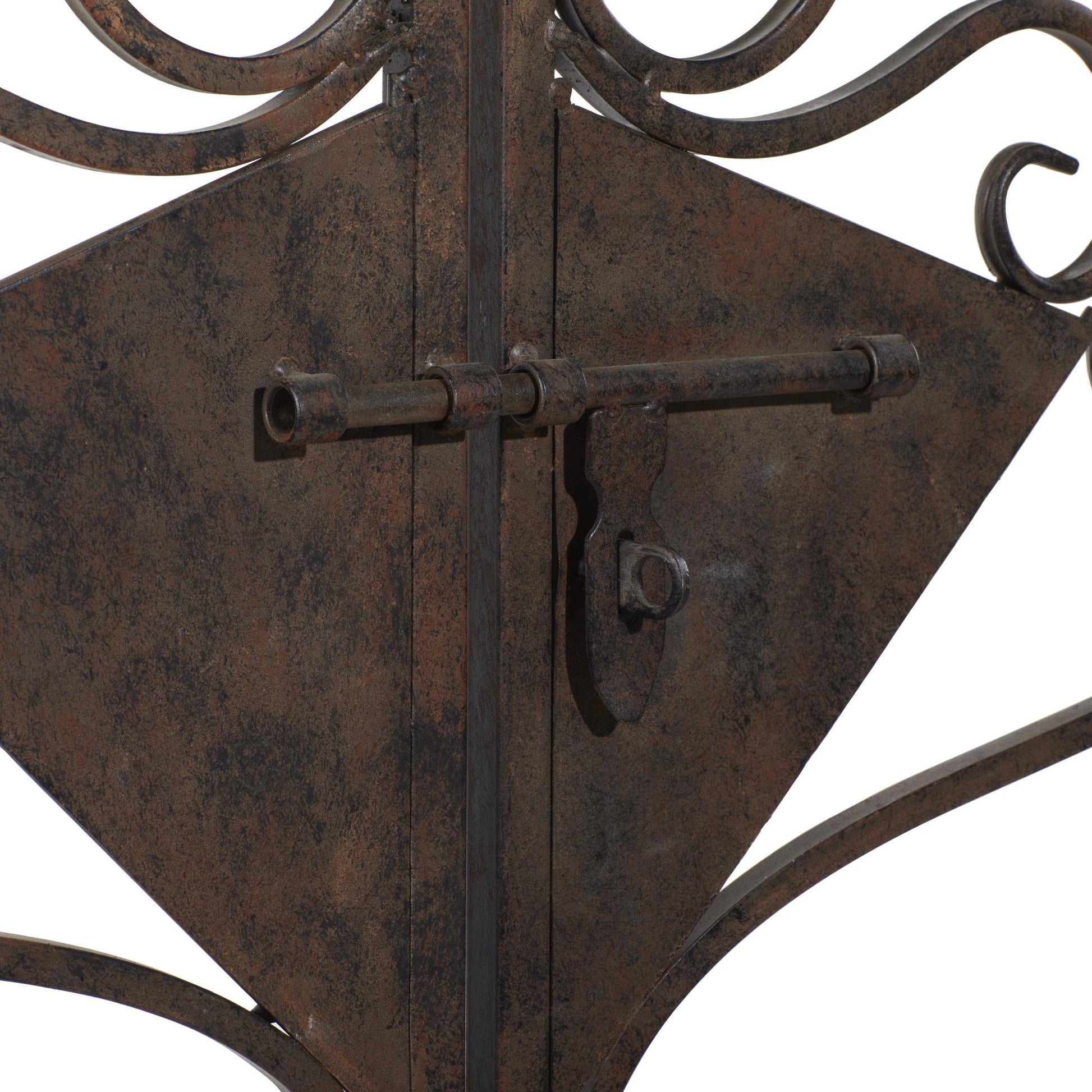 Scroll Bronze Metal Indoor Outdoor Arched Gate Indoor Outdoor Garden Arbor with Pillars and Latch Lock Closure