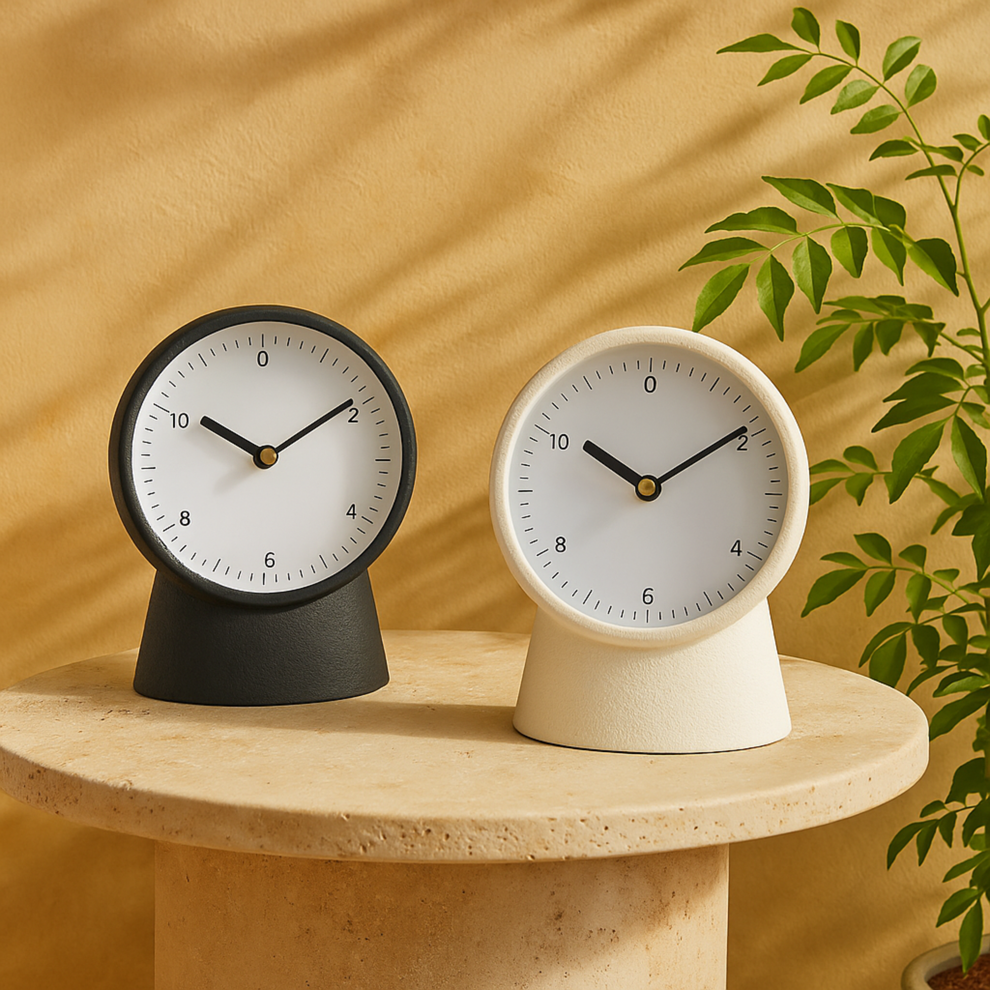 Set of 2 Multi Colored Metal Textured Decorative Clock with Gold Accents