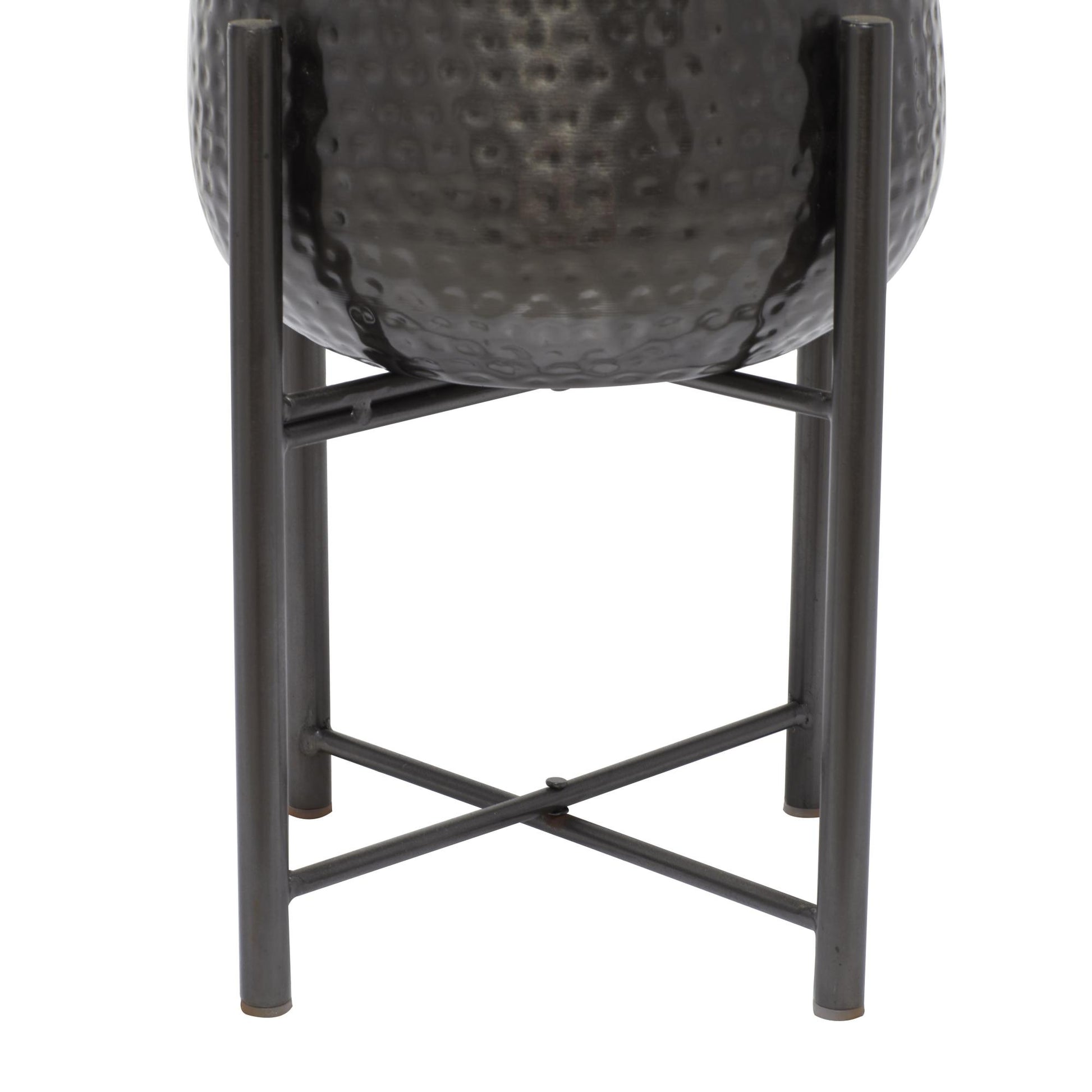 CosmoLiving by Cosmopolitan Set of 2 Metal Hammered Indoor Outdoor Planter with Removable Stand