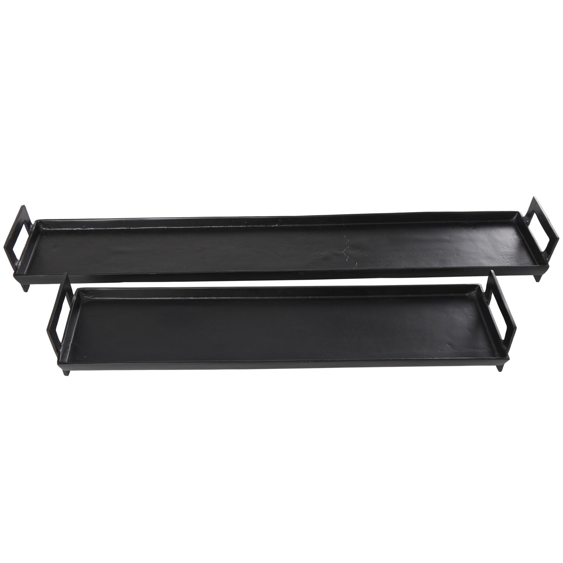 Set of 2 Aluminum Metal Nesting Living Room Decor Tray with Metal Handles Set of 2 35", 26"W