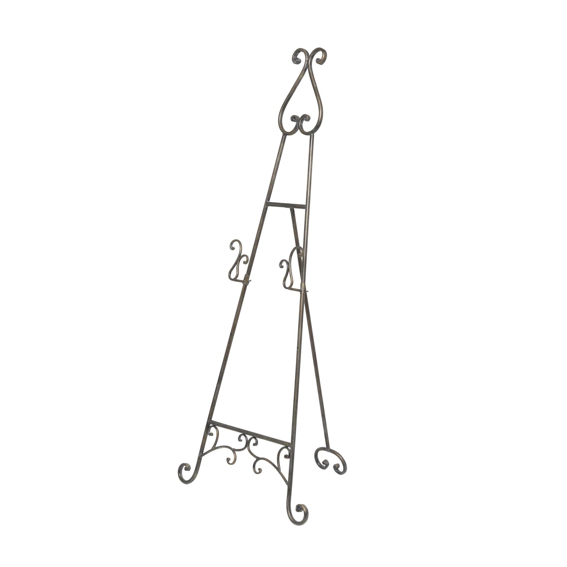 Scroll Bronze Metal Tall Adjustable Floor 2 Tier Display Easel