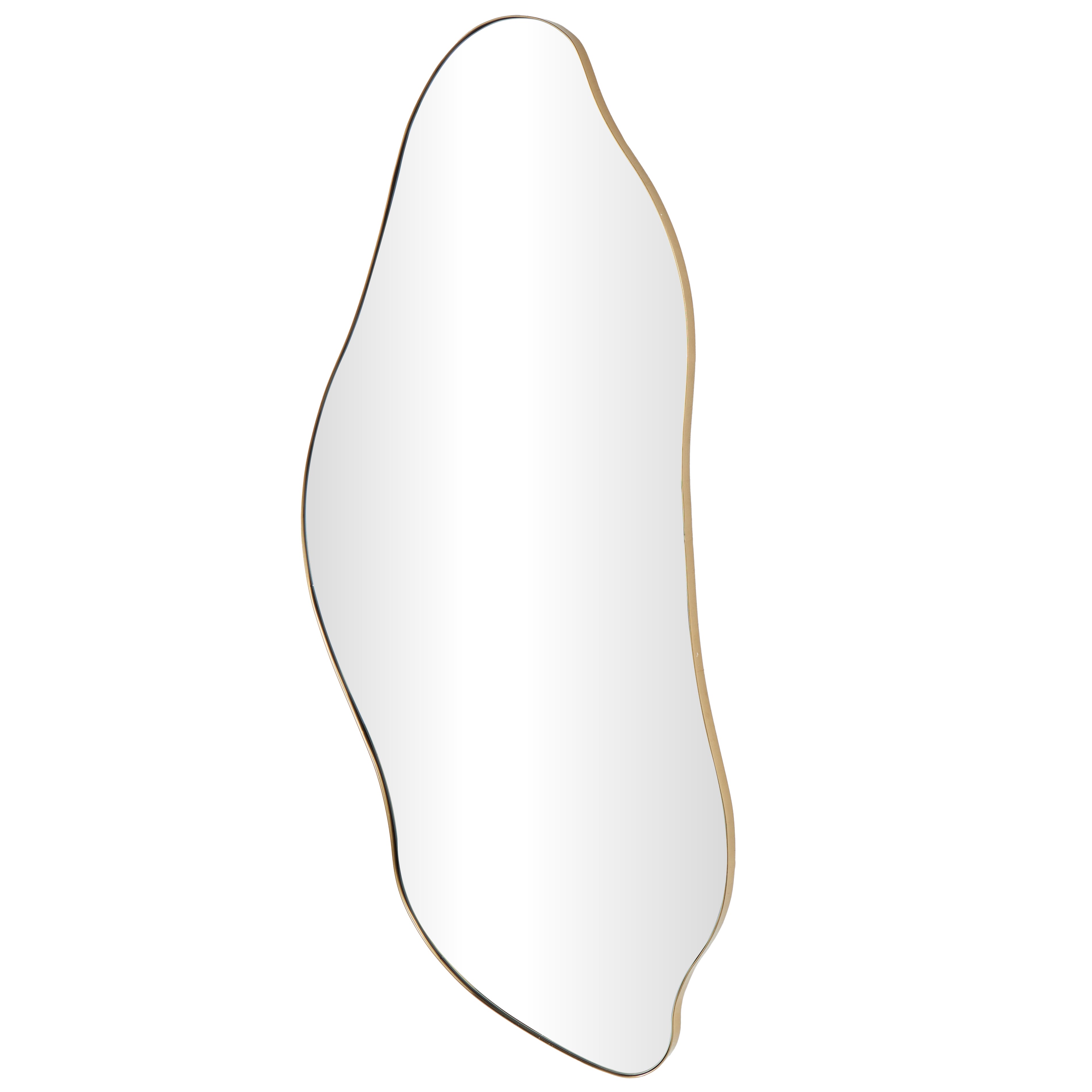 Abstract Gold Metal Wavy Room Wall Mirror