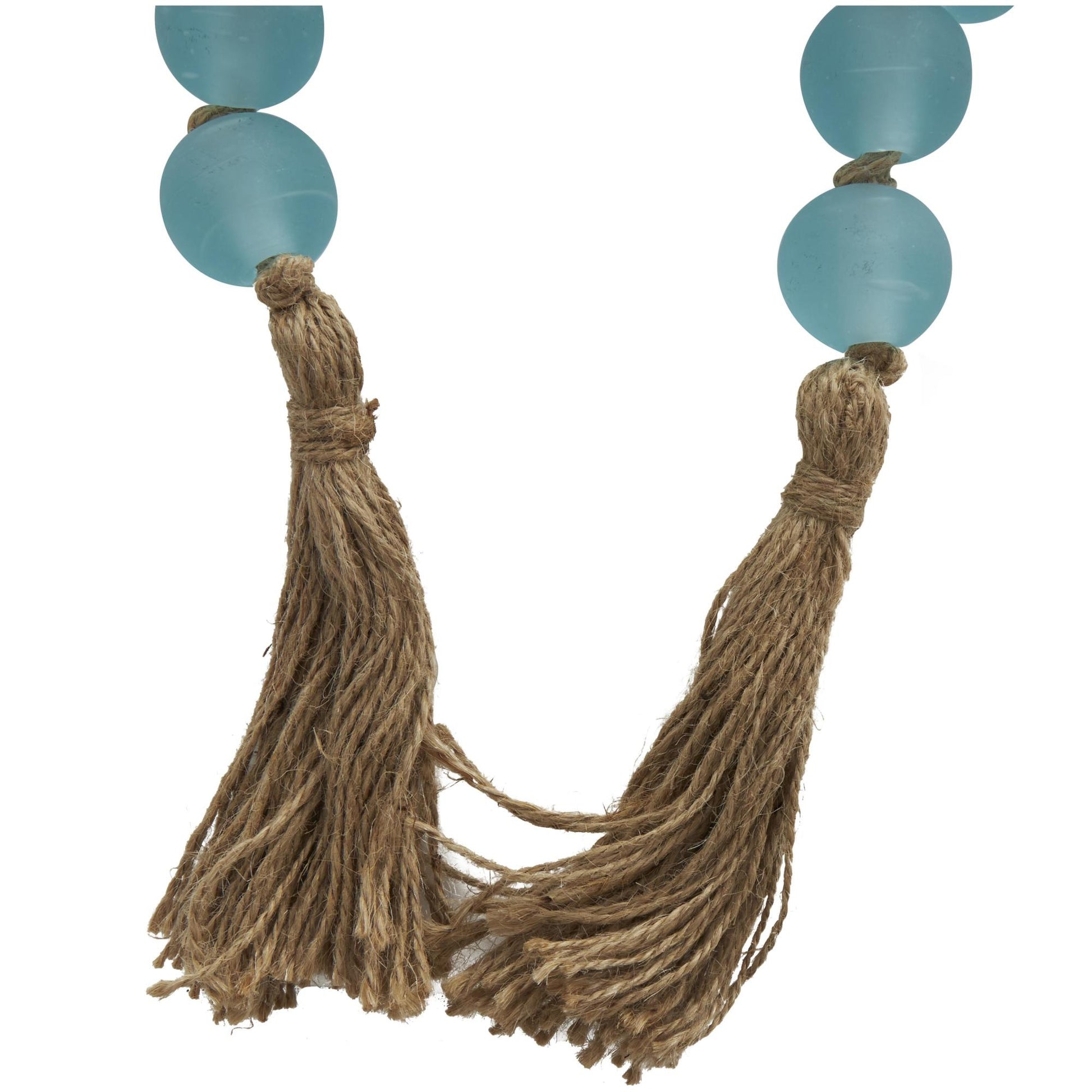 Glass Handmade Round Beaded Garland with Tassel with Knotted Brown Jute